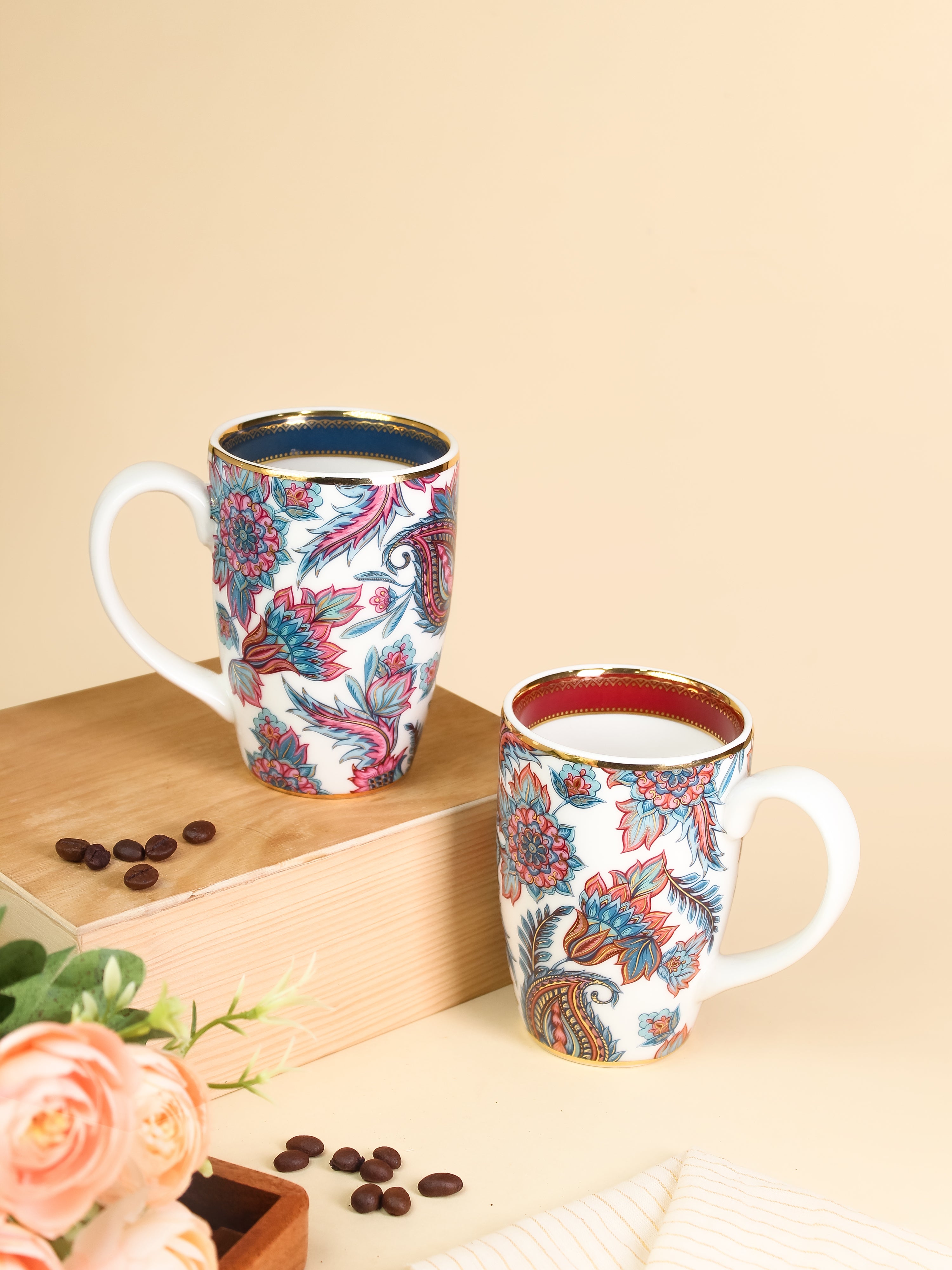 Magnus Paisley Royal Coffee Mug | Elegant Porcelain - Vola Global