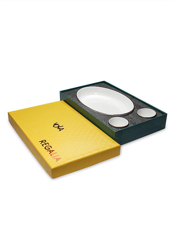 Regalia Series- Snack Set of 3 (1 Serving Platter with 2 Dip Bowls) - Vola Global