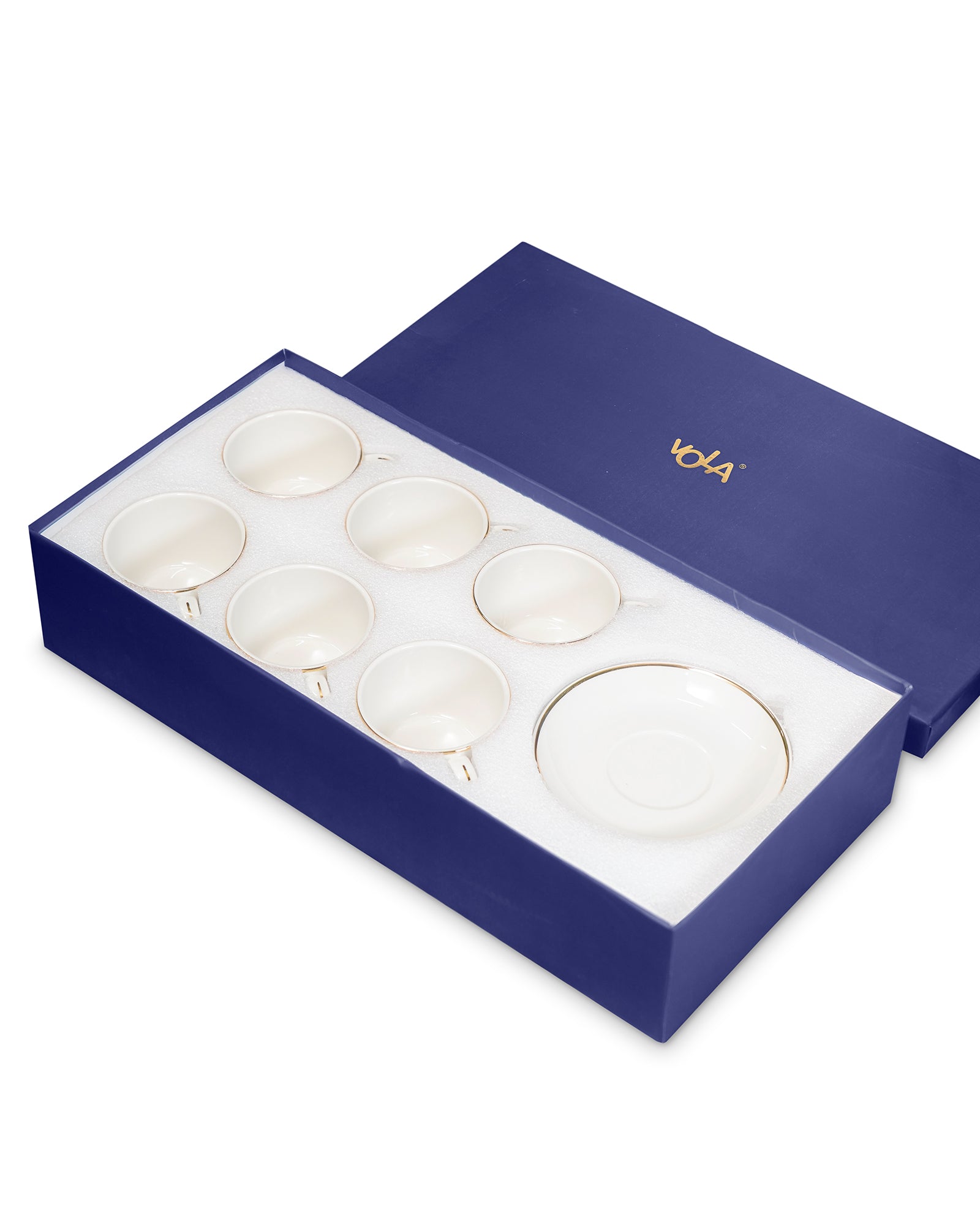 Pristine Collection Cookie Delight Brew Set – 12 Pc Premium Porcelain Tea Cup & Saucer Set (200ml) | Gold Rim