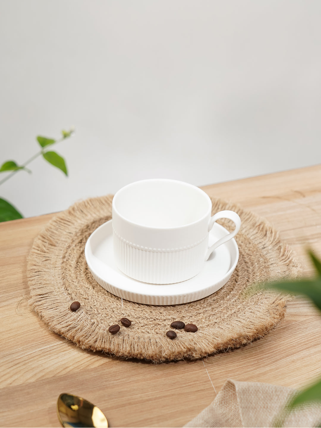 Vogue Stroke Fine Porcelain Cup & Saucer Set of 4 – Artistic Brushstroke Design for Tea & Coffee - Vola Global