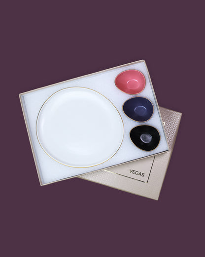 Oval Combo / Black; Strawberry Ice; Opaque Blue || Eleganza Combo - Elevate Your Table Setting with Stylish Simplicity - Vola Global