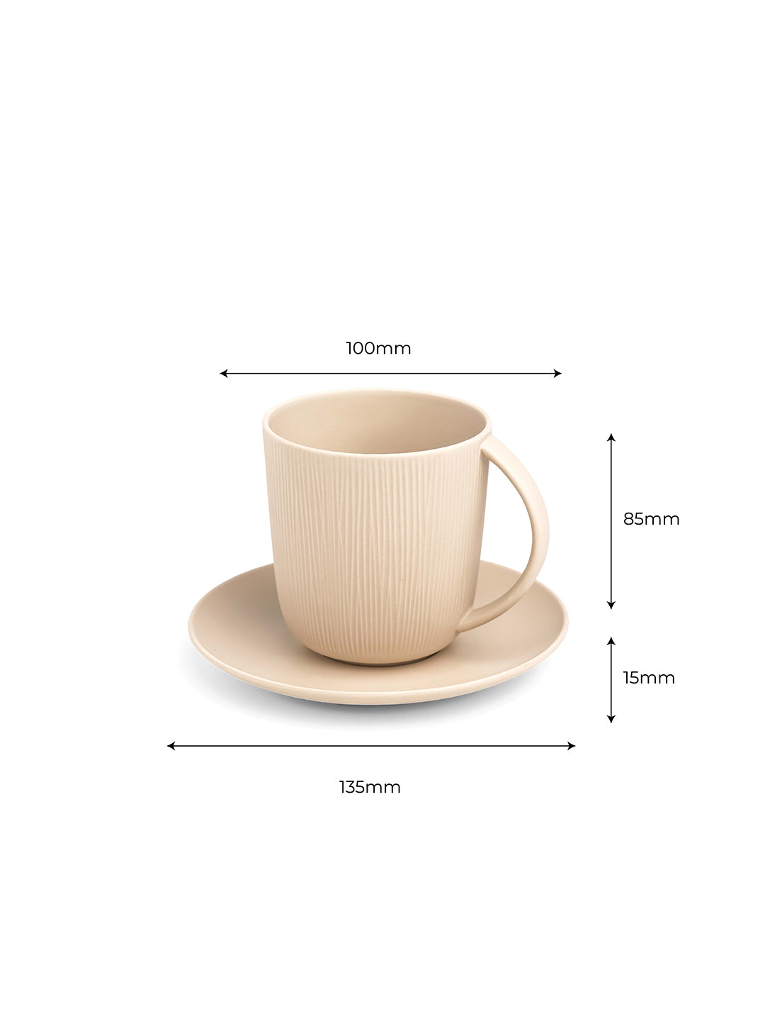 Vogue Conical Fine Porcelain Cup & Saucer Set of 4 – Modern Tapered Design for Tea & Coffee - Vola Global