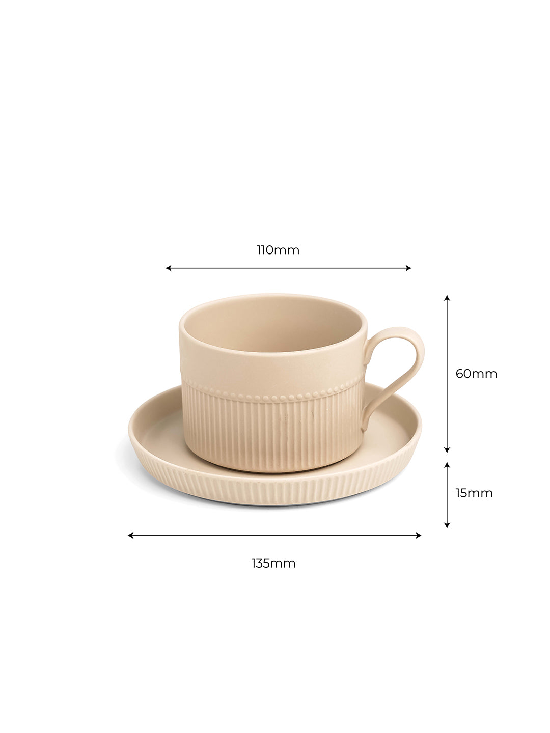 Vogue Stroke Fine Porcelain Cup & Saucer Set of 4 – Artistic Brushstroke Design for Tea & Coffee - Vola Global