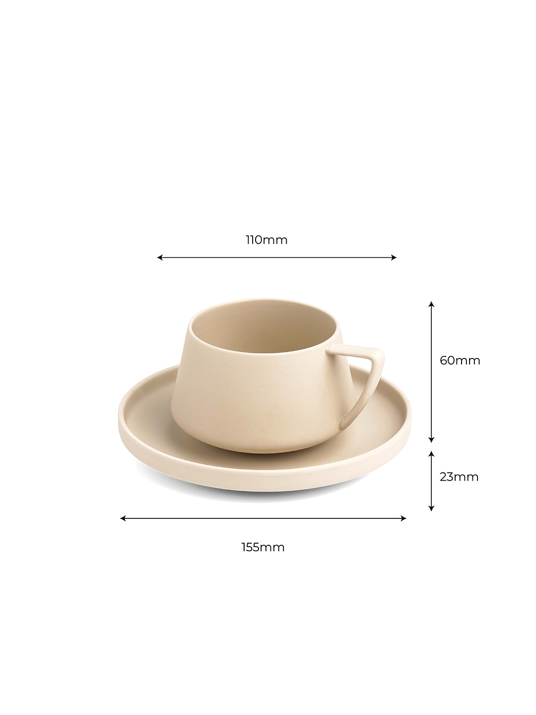 Vogue Elevated Fine Porcelain Cup & Saucer Set of 4 – Elevated Base Design for Tea & Coffee - Vola Global