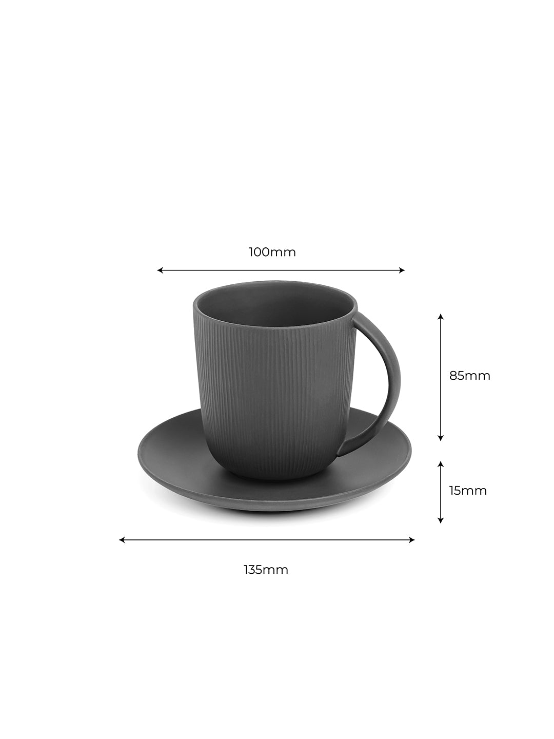 Vogue Conical Fine Porcelain Cup & Saucer Set of 4 – Modern Tapered Design for Tea & Coffee - Vola Global