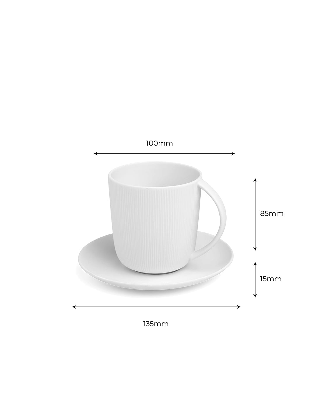 Vogue Conical Fine Porcelain Cup & Saucer Set of 4 – Modern Tapered Design for Tea & Coffee - Vola Global