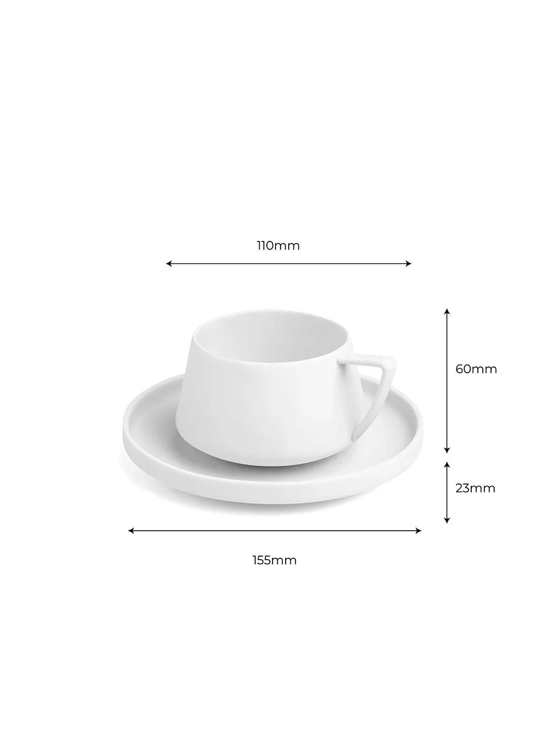 Vogue Elevated Fine Porcelain Cup & Saucer Set of 4 – Elevated Base Design for Tea & Coffee - Vola Global