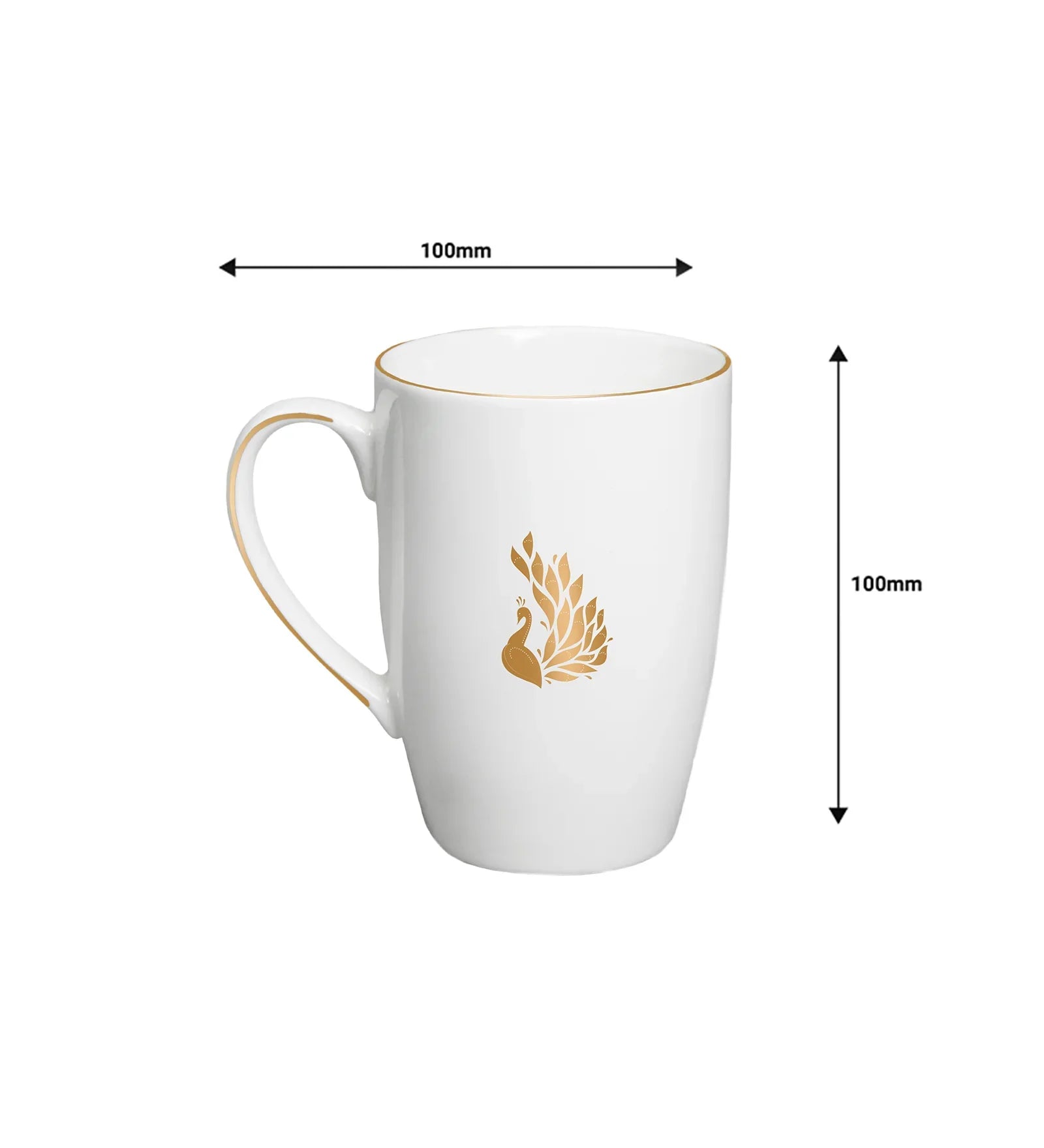 Myur Mug Set of 2 | Premium Porcelain Mugs with Gold Rim & Motif