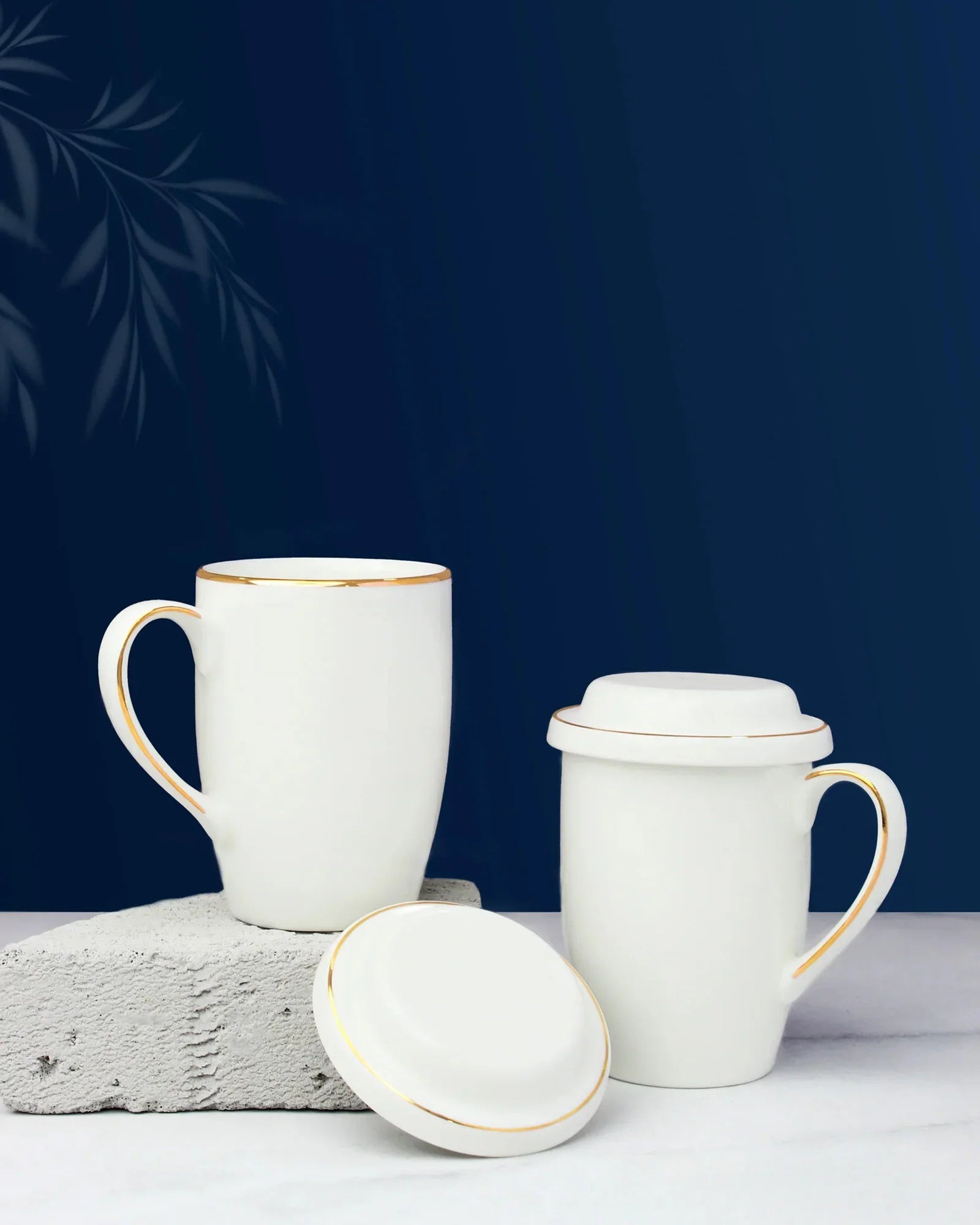 Pristine Mug & Coaster Set of 2 – Premium Fine Porcelain Mugs with Matching Coasters for Gifting & Daily Use - Vola Global