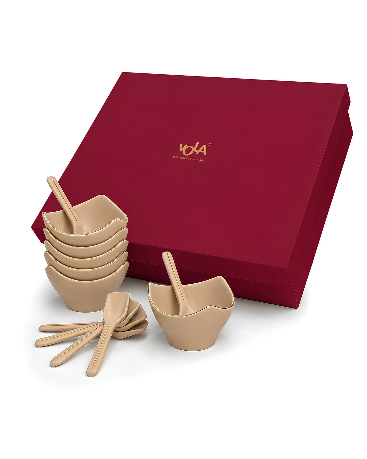 Bloom Vegas Fine Porcelain Dessert Set with Gold Detailing - Set of 6