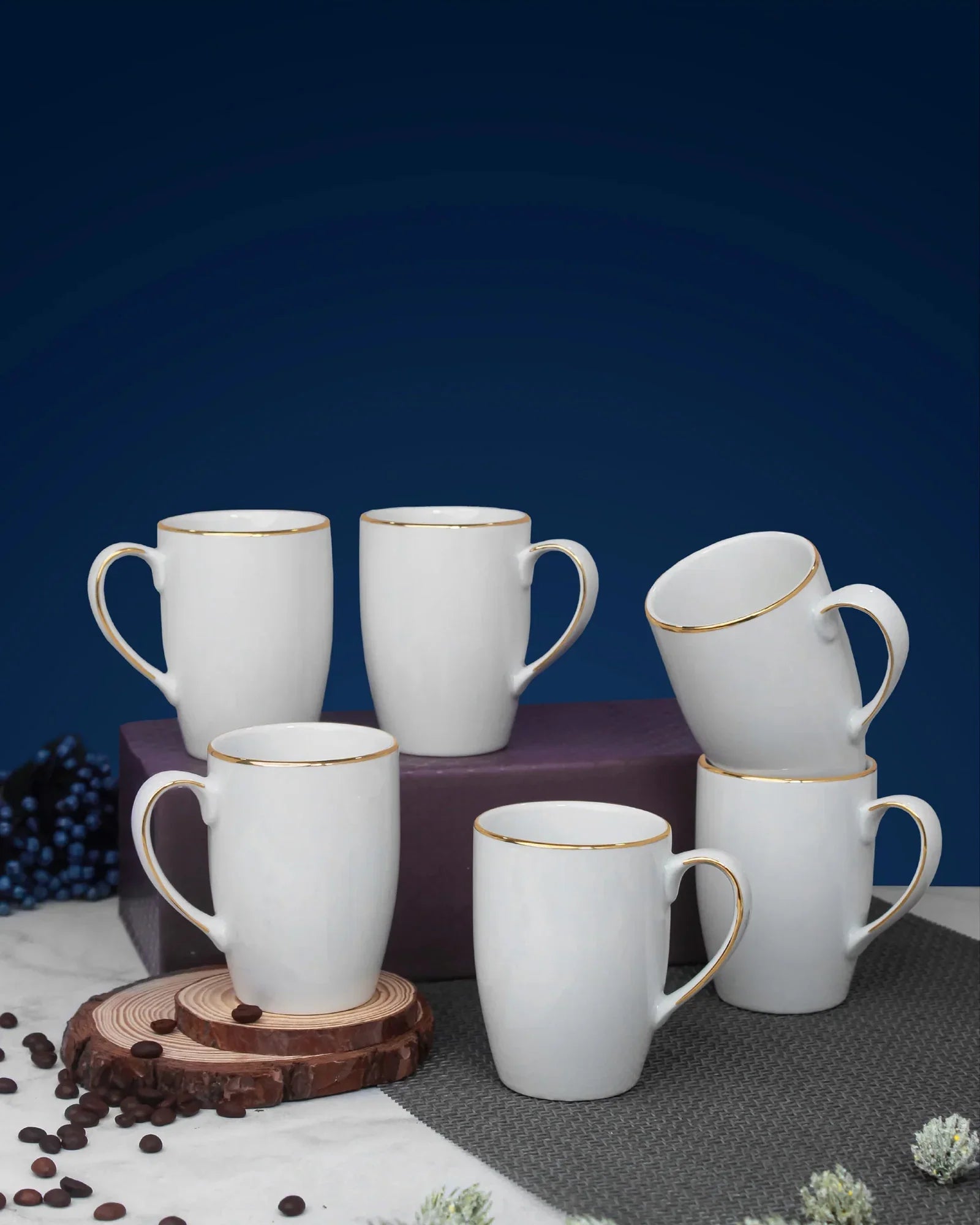 Pristine Mug Set of 6 – Elegant Fine Porcelain Coffee & Tea Mugs for Everyday Use & Gifting - Vola Global