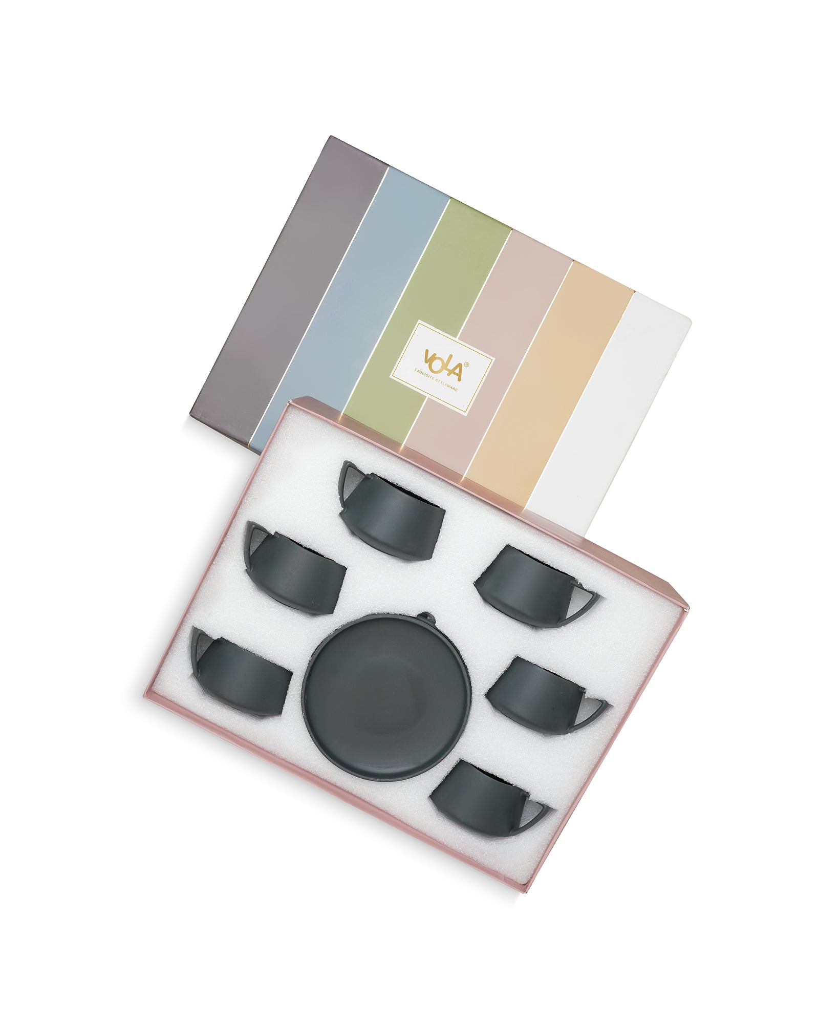 Vogue Elevated Fine Porcelain Cup & Saucer Set of 12 – Elevated Base Design for Tea & Coffee