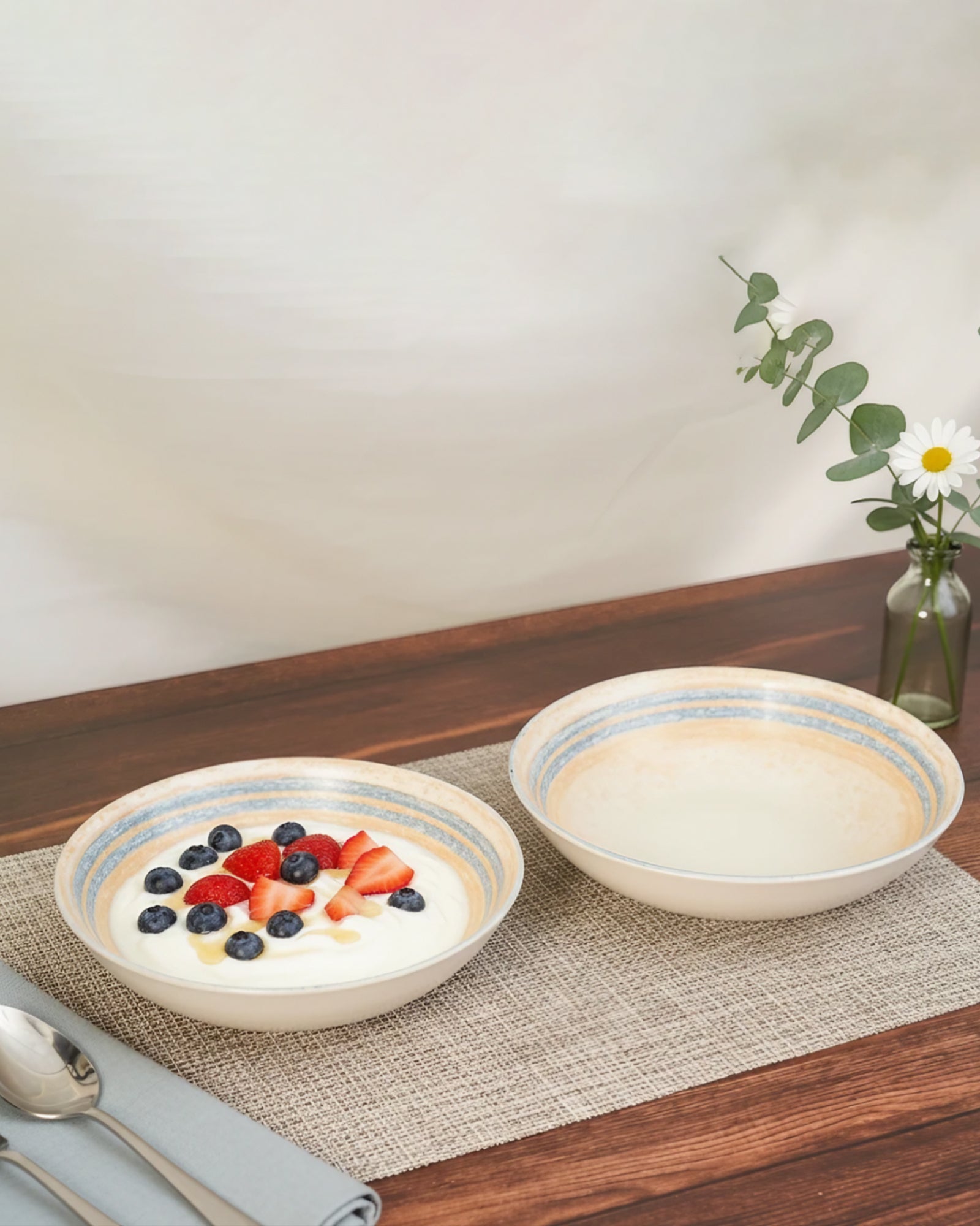 Pixel Collection Coupe Deep Plate Set of 2 – 18cm Premium Porcelain Serving Plates