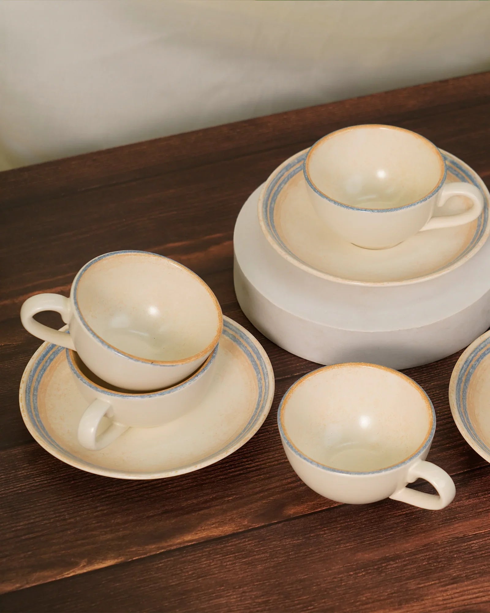 Pixel Collection Cookie Delight Brew Set – 12 Pc Porcelain Tea Cup & Saucer Set (200ml) | Elegant Tea Time Collection || Solace