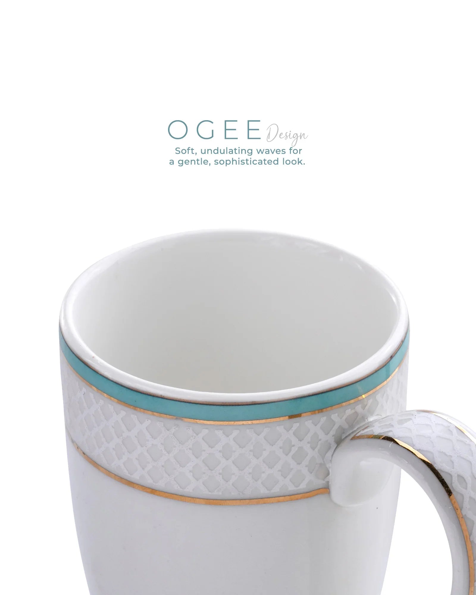 Stellar Collection Fine Porcelain Ogee Mug Set of 2 – Classic Ogee Pattern for Tea & Coffee - Vola Global || Set of 2 * 300ml