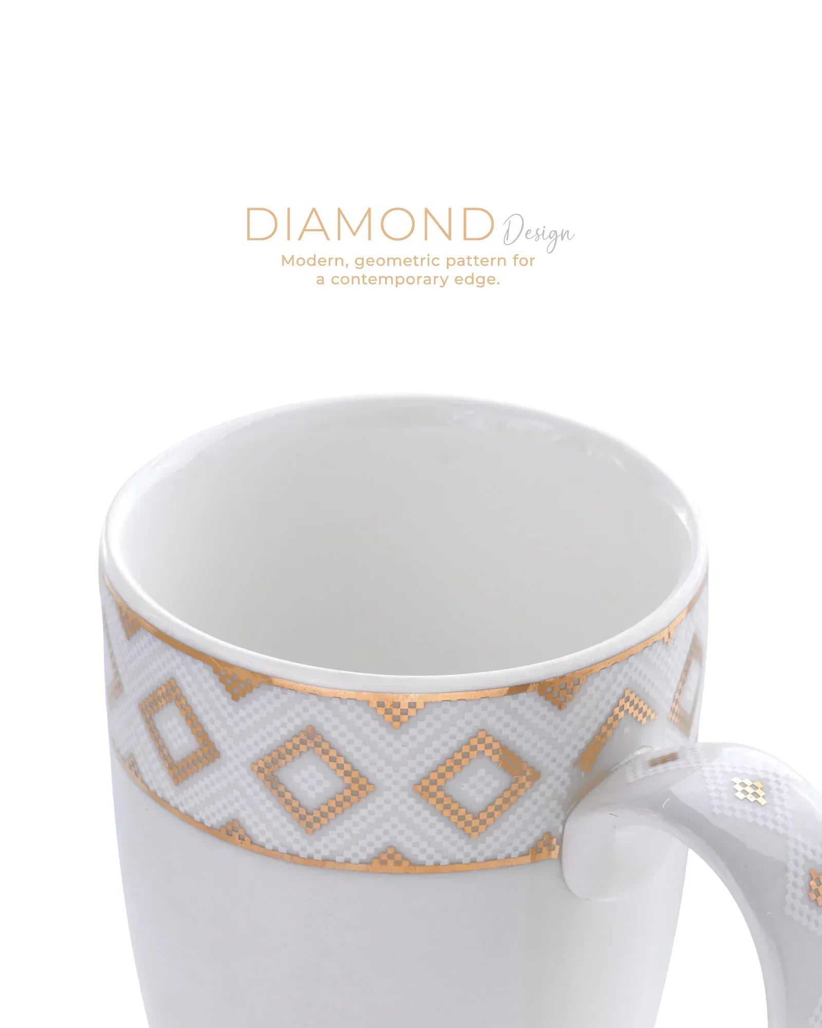 Stellar Collection Fine Porcelain Diamond Mug Set of 2 – Faceted Design for Coffee & Tea - Vola Global