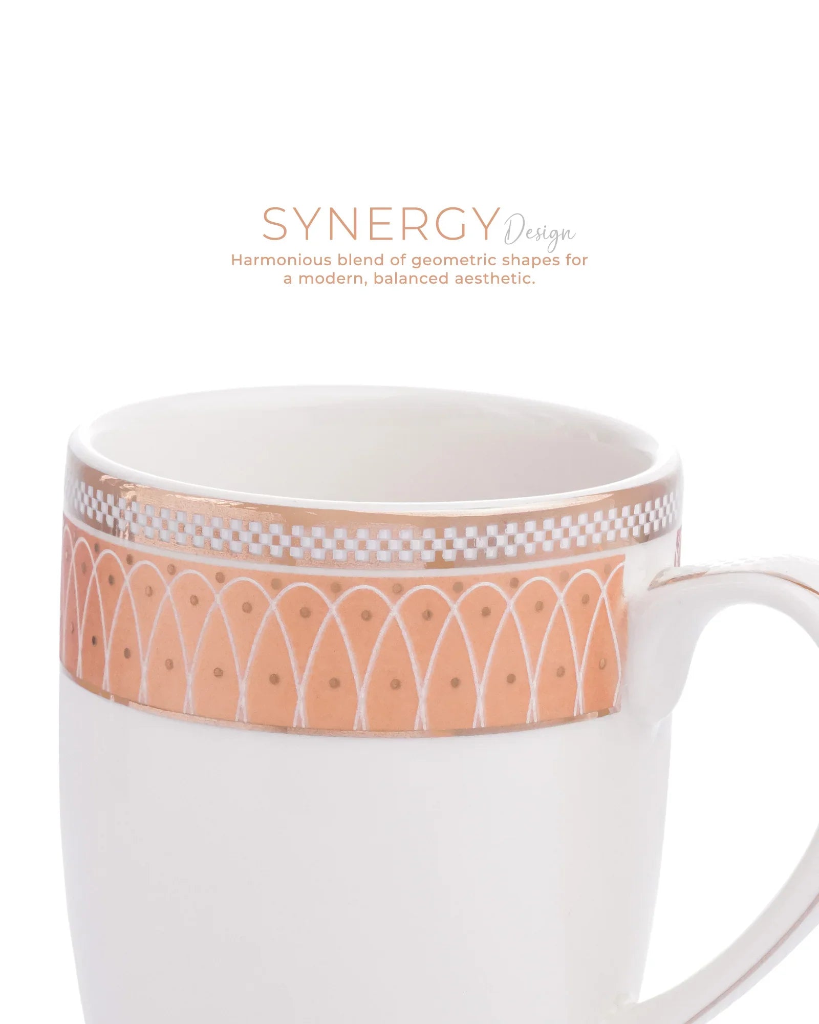Stellar Collection Fine Porcelain Synergy Mug Set of 2 – Geometric Lines for Tea & Coffee - Vola Global