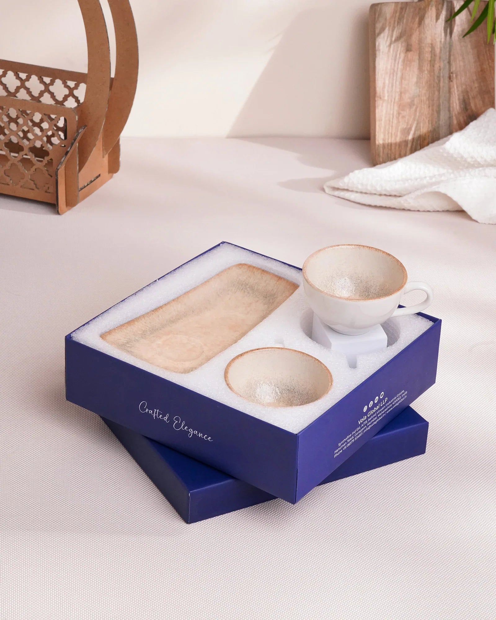 Pixel Cup & Cookie Delight Set – Elegant Fine Porcelain Mug with Cookie Plate - Vola Global