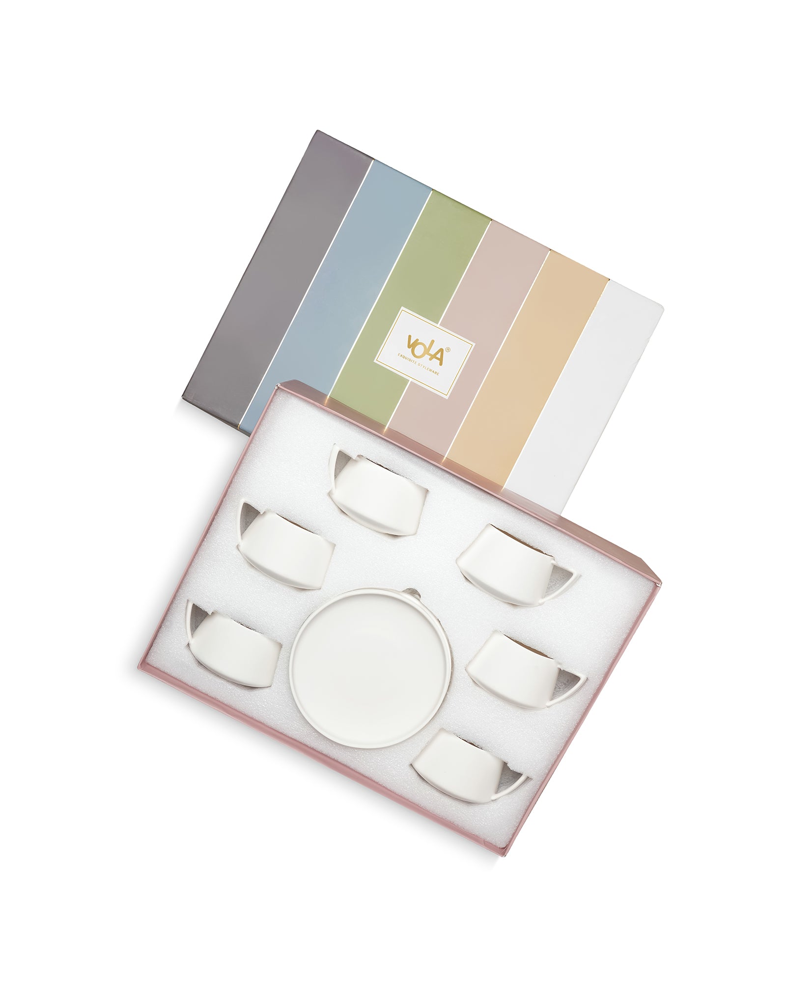 Vogue Elevated Fine Porcelain Cup & Saucer Set of 12 – Elevated Base Design for Tea & Coffee