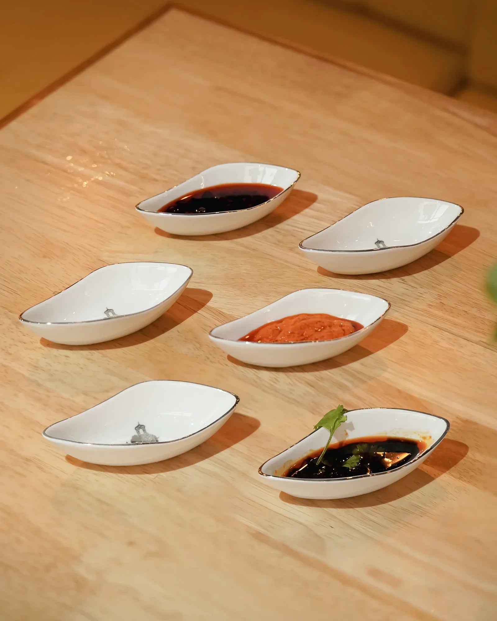 Gaj Mini Boat Fine Porcelain Bowl – Platinum Rim Snack Bowl for Dips, Nuts & Sides - Vola Global