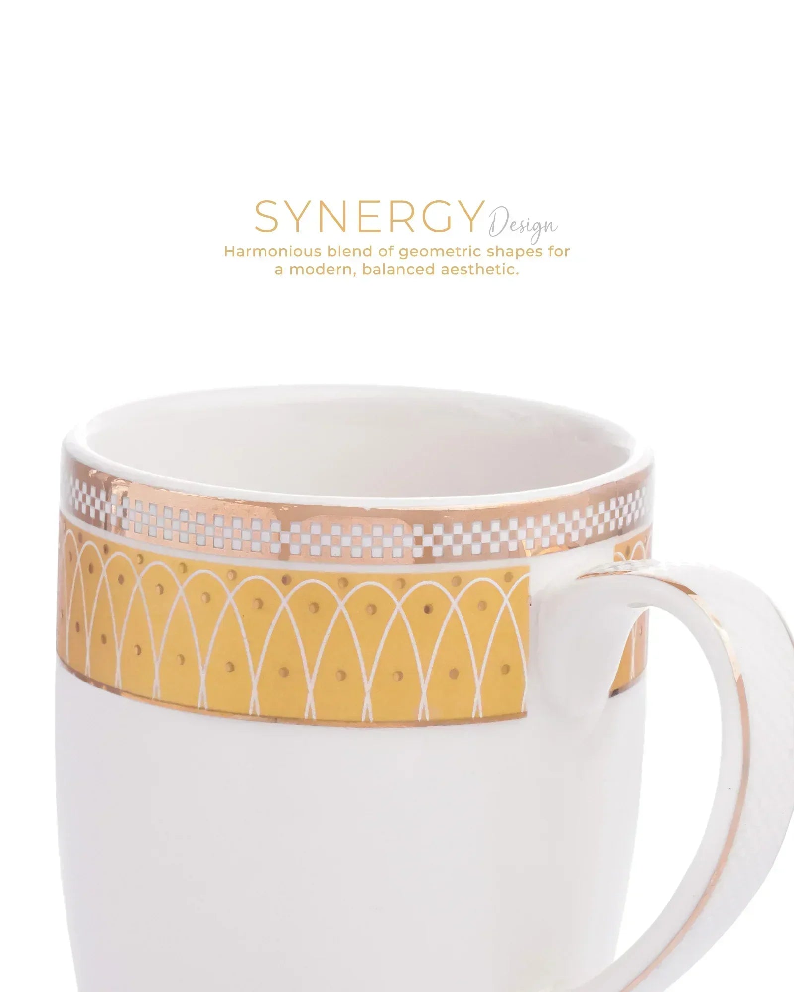Stellar Collection Fine Porcelain Synergy Mug Set of 2 – Geometric Lines for Tea & Coffee - Vola Global