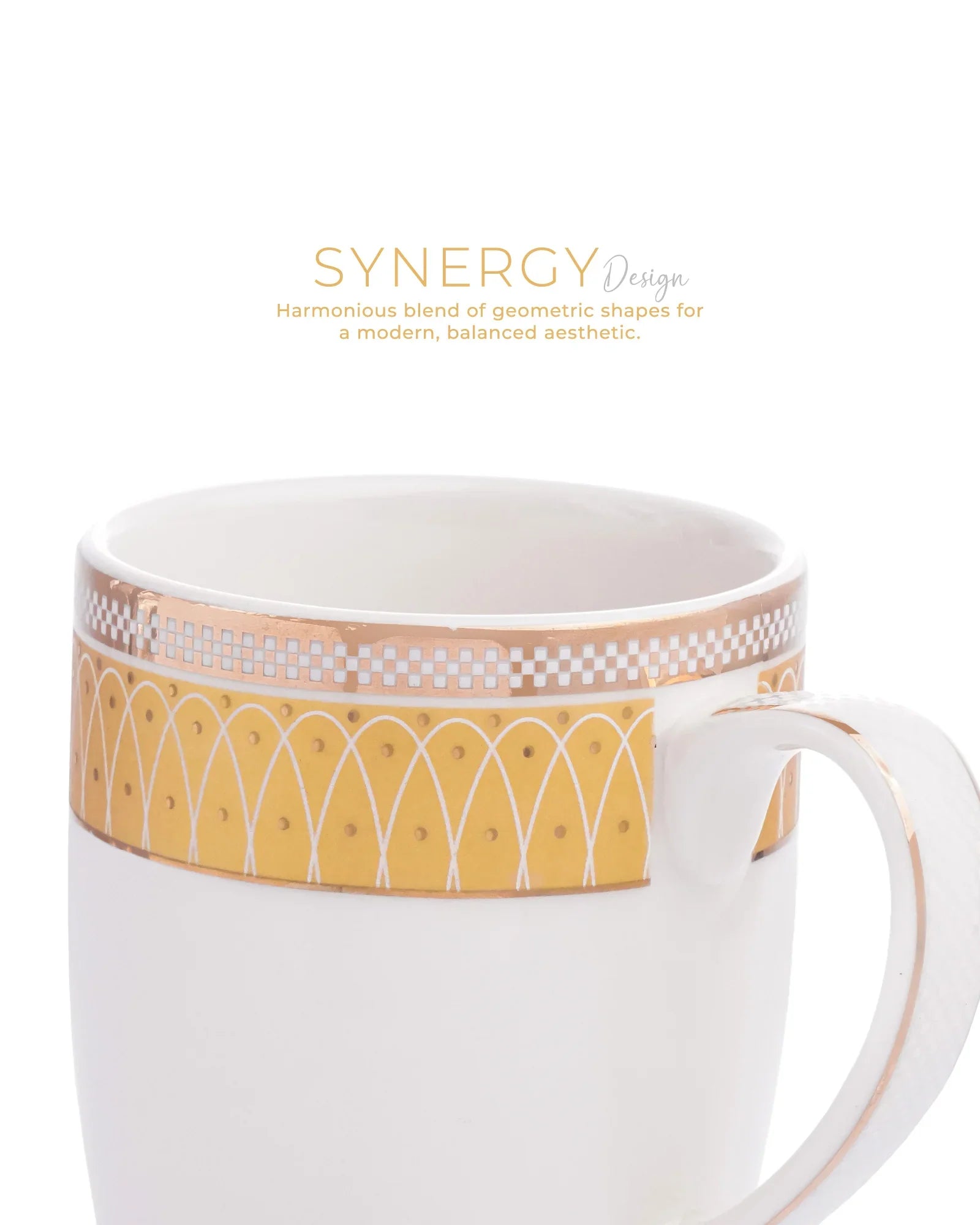 Stellar Collection Fine Porcelain Synergy Mug Set of 2 – Geometric Lines for Tea & Coffee - Vola Global