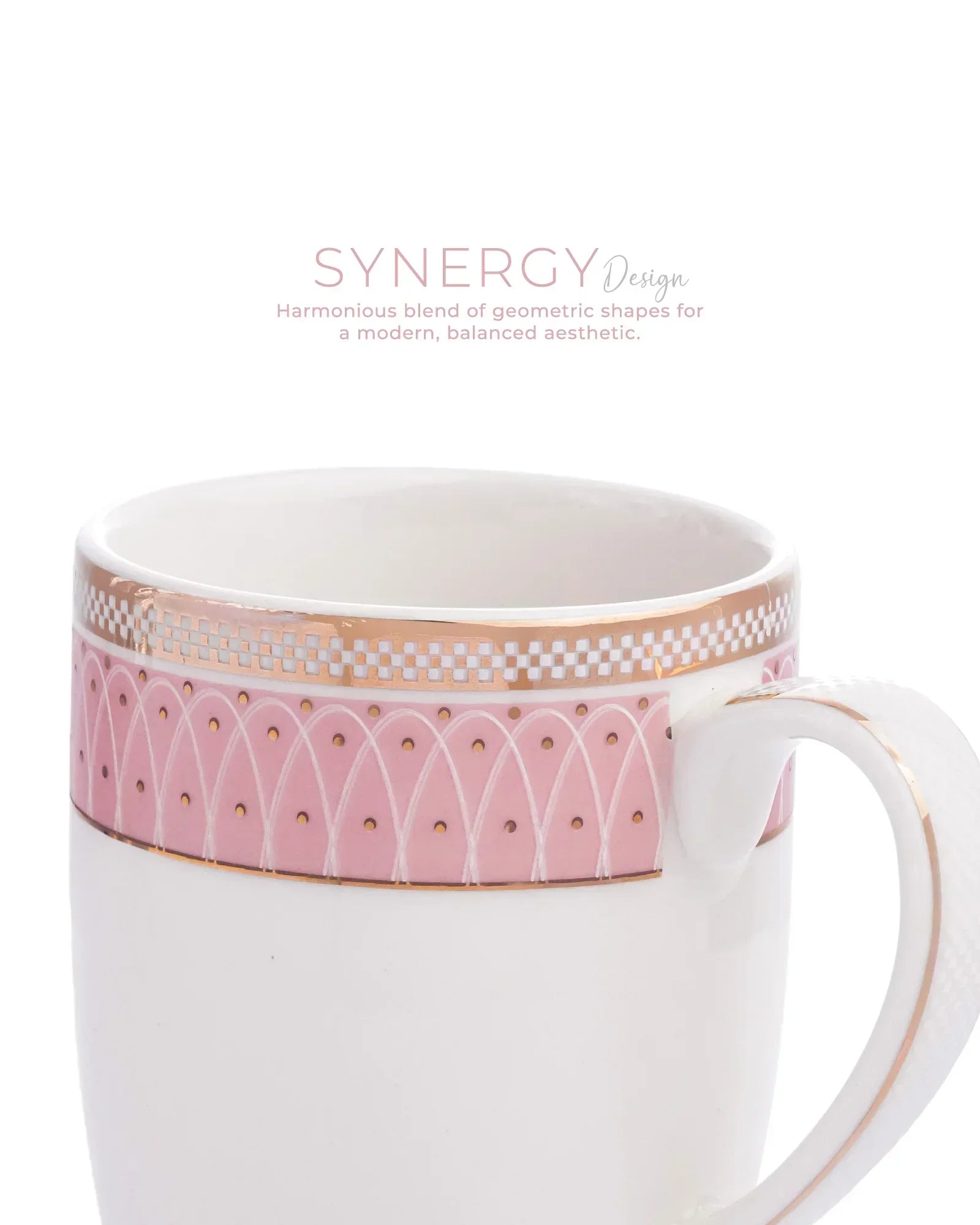 Stellar Collection Fine Porcelain Synergy Mug Set of 2 – Geometric Lines for Tea & Coffee - Vola Global