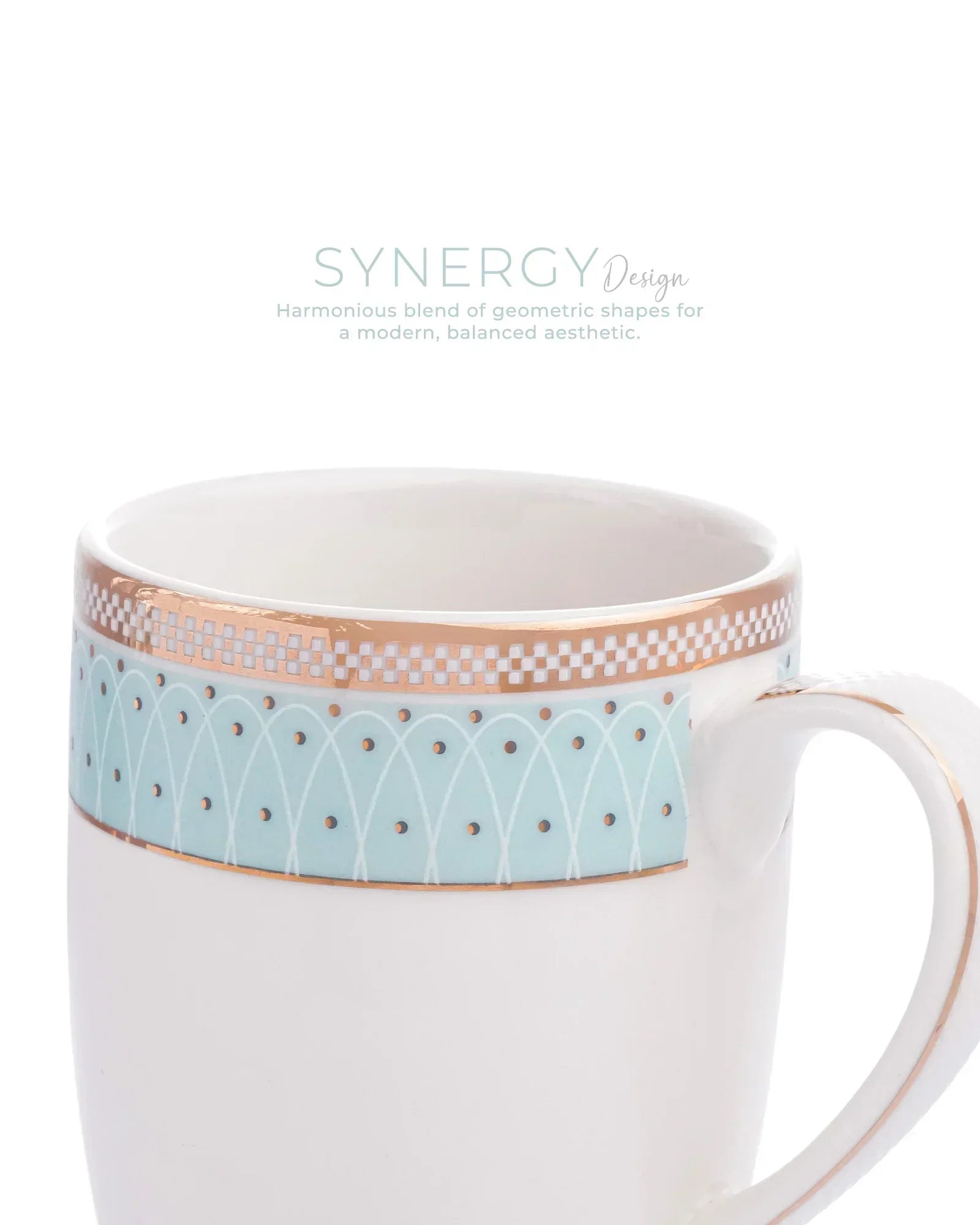Stellar Collection Fine Porcelain Synergy Mug Set of 2 – Geometric Lines for Tea & Coffee - Vola Global