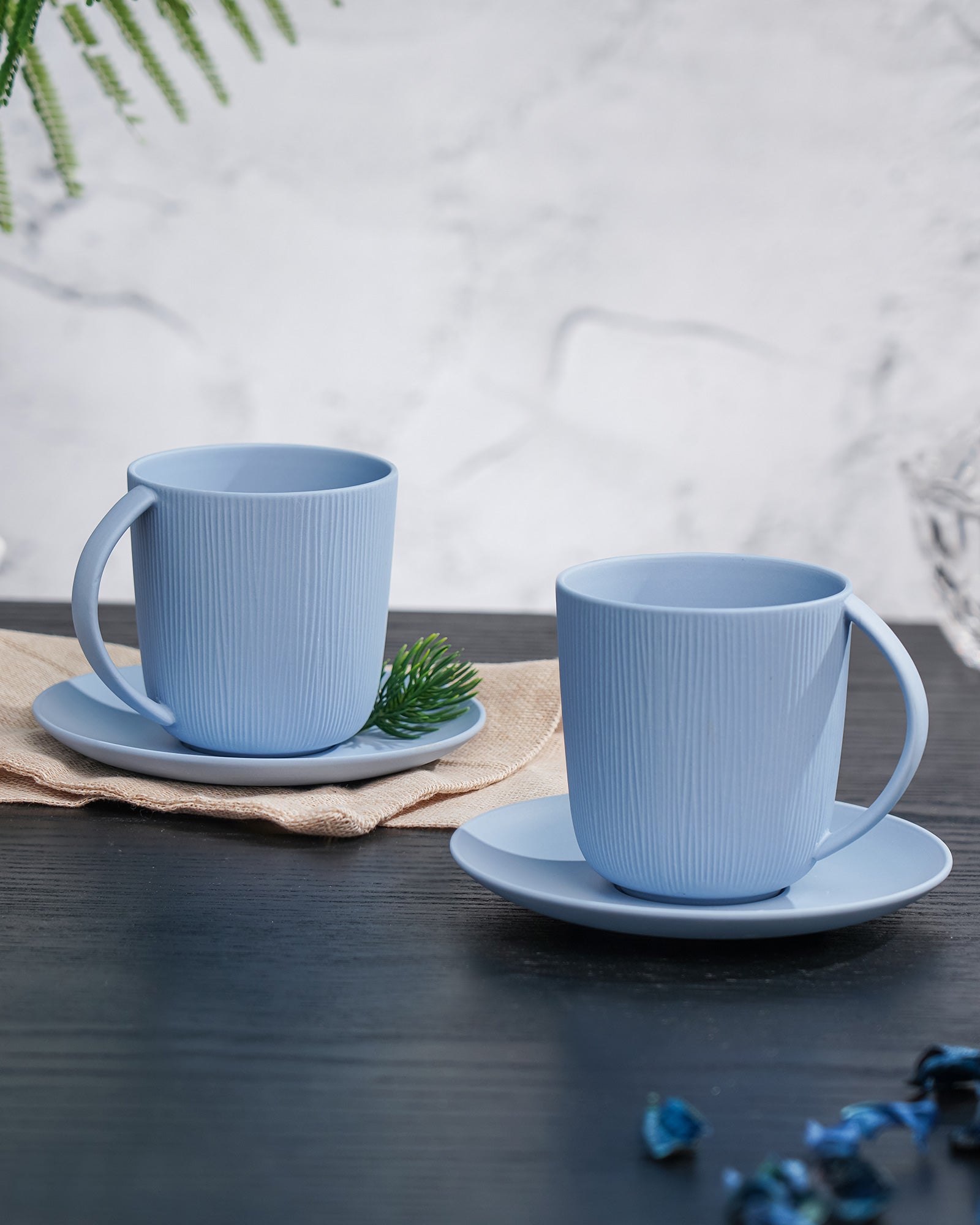 Vogue Conical Fine Porcelain Cup & Saucer Set of 4 – Modern Tapered Design for Tea & Coffee - Vola Global