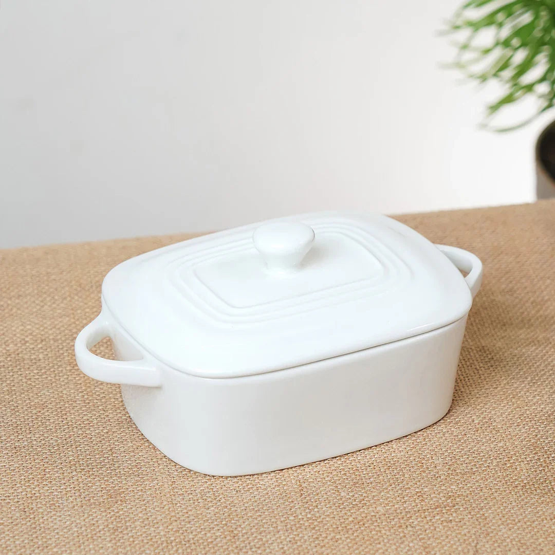 Prisma Fine Porcelain Rectangle Casserole – 14 cm | 400 ml Oven-to-Table Dish - Vola Global