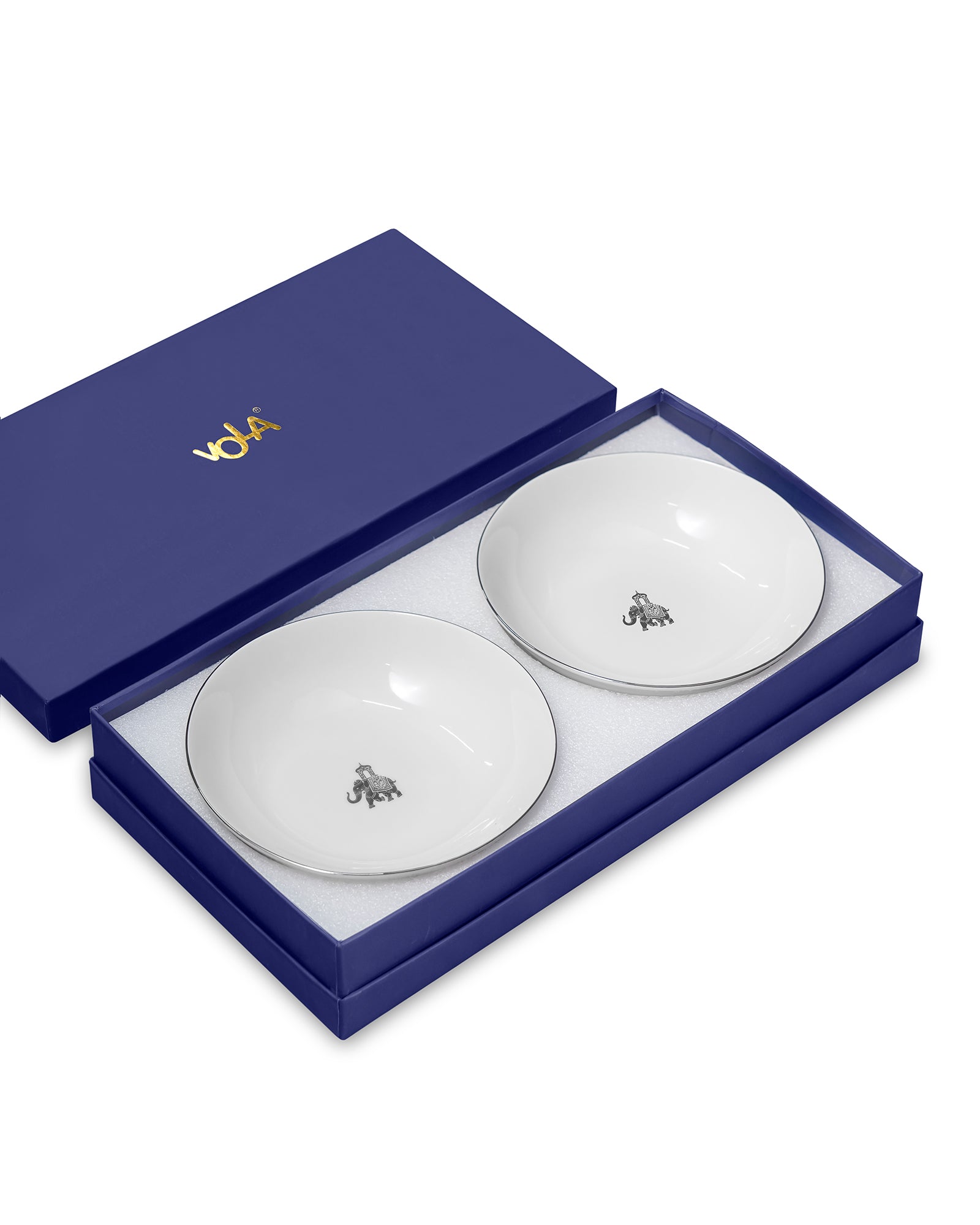 Gaj Collection Coupe Deep Plate – Set of 2 (18cm) | Porcelain with Platinum Rim