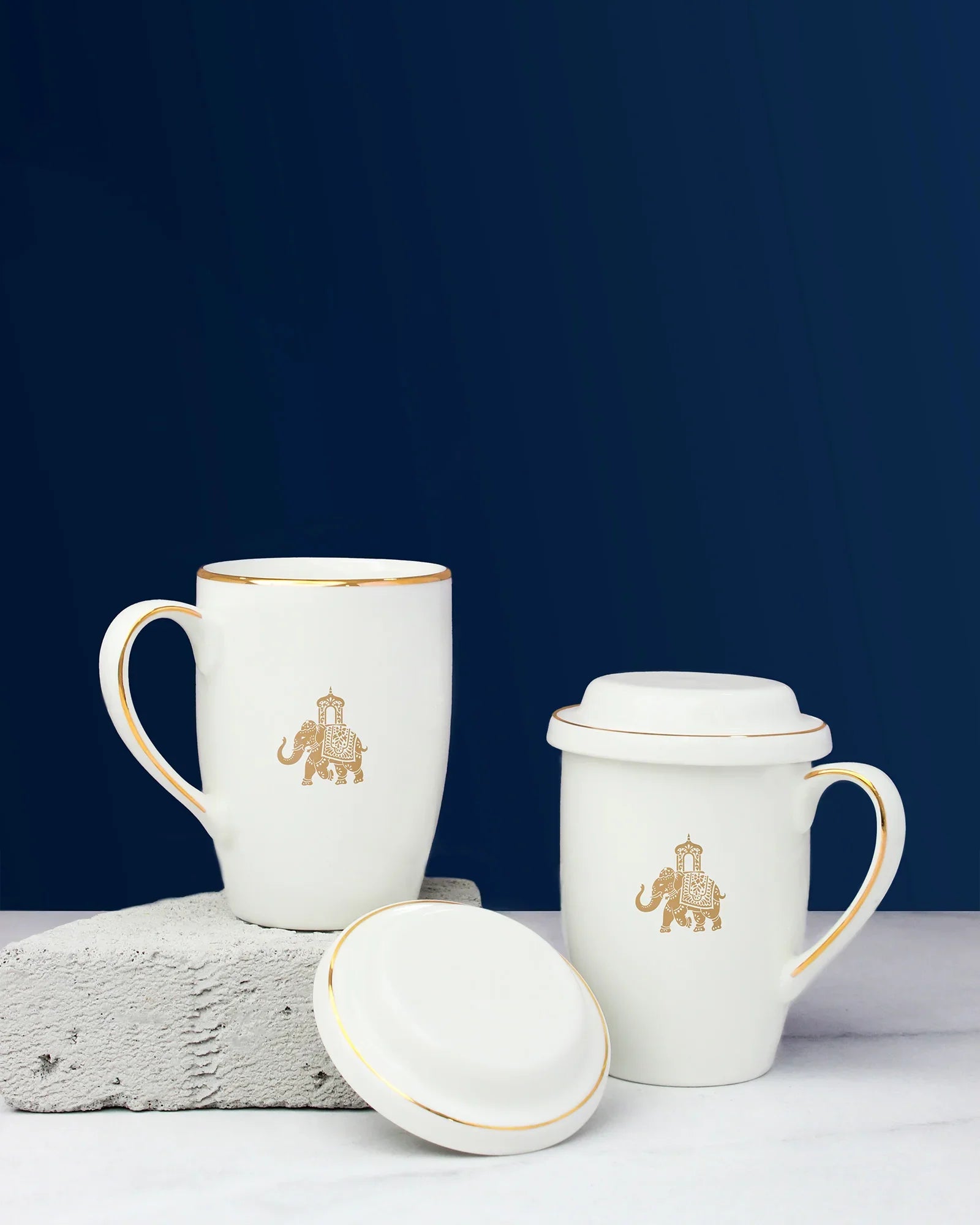 Gaj Mug & Coaster Set β Gaj Majesty Fine Porcelain Duo for Tea & Coffee - Vola Global