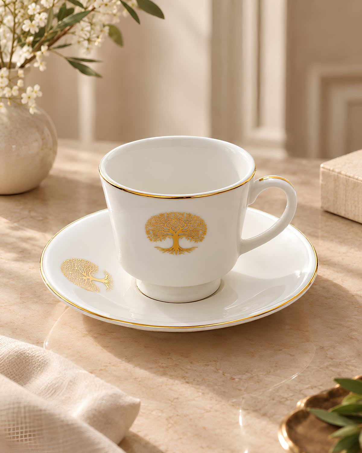 Tree of Life Fine Porcelain Cup & Saucer Set