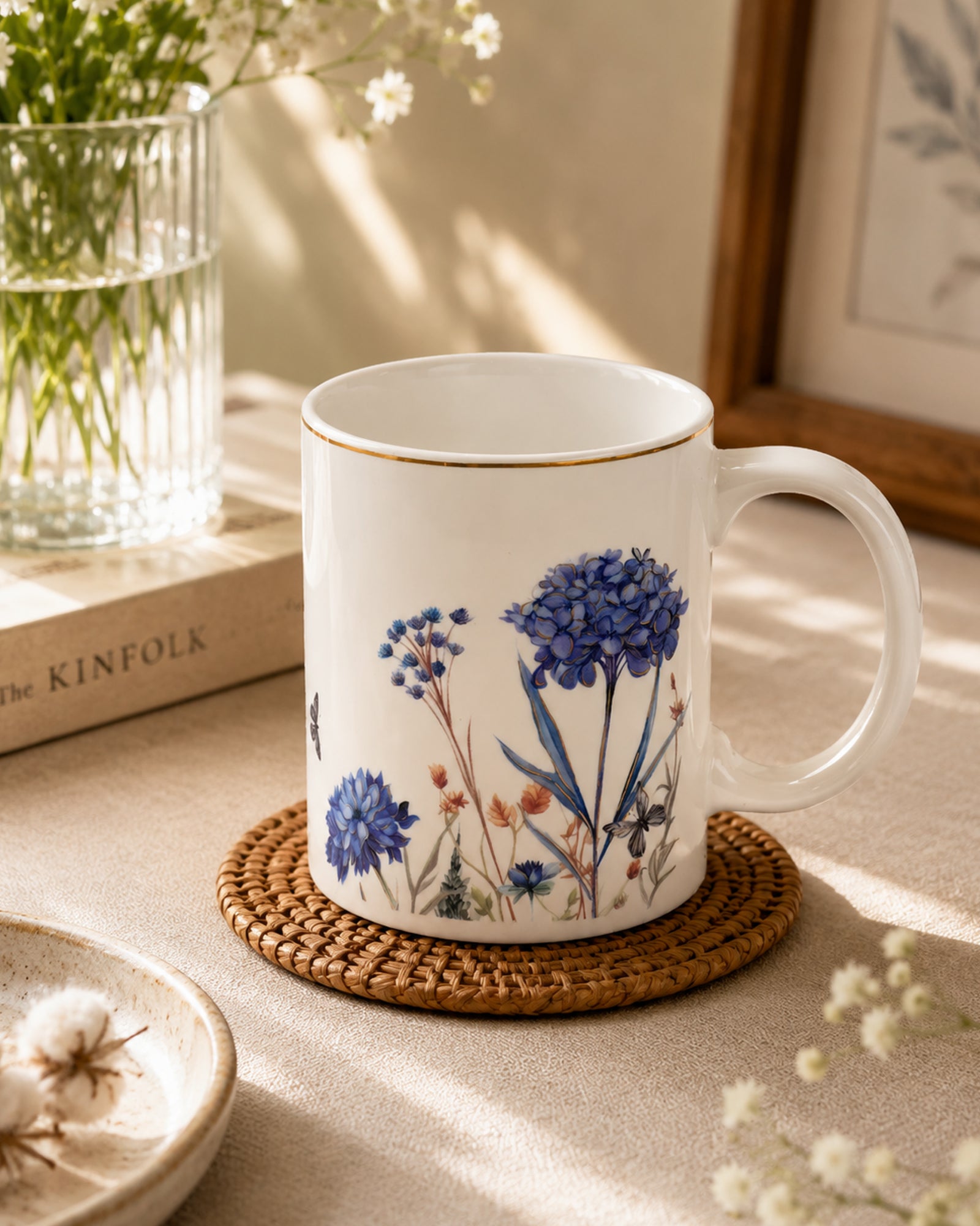 Vola Jardin Blue LEGACY Collection 320ml Gold Rim Mug