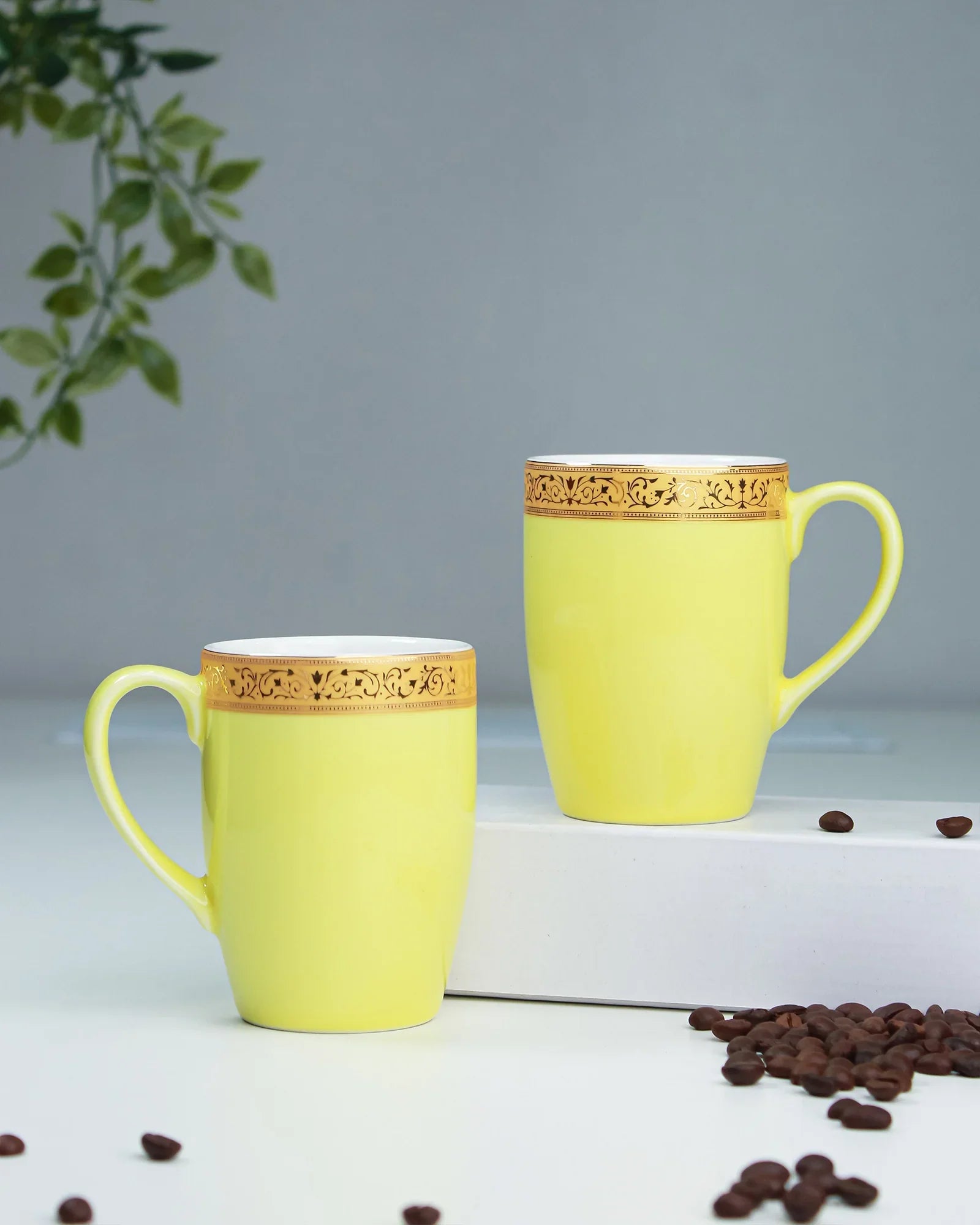 Scarlet Fine Porcelain Mug Set of 6 – Elegant Pastel Colors with Gold Rims - Vola Global