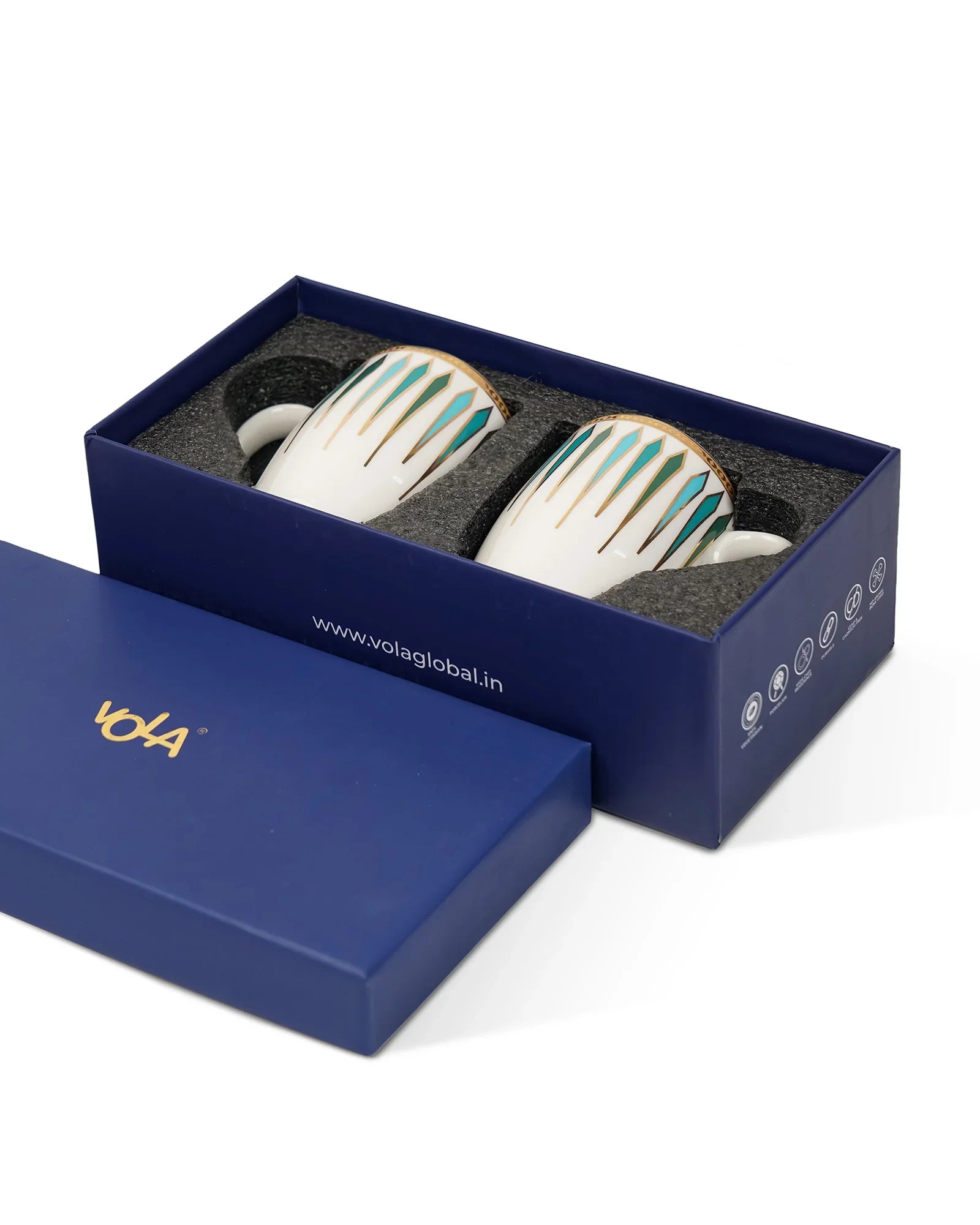 Diamond Dash Set of 2 – Elegant Fine Porcelain Mugs for Tea, Coffee & Gifting - Vola Global