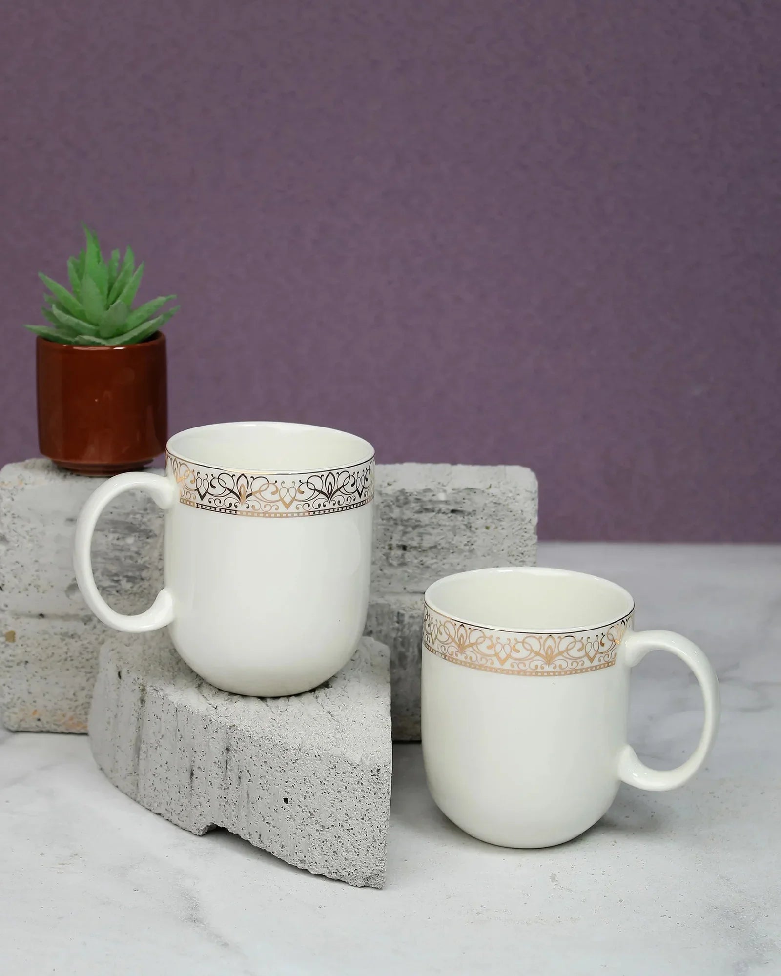 Heritage Sparkle Fine Porcelain Mug Set of 6 – Superior Finish in Trendy Hues - Vola Global