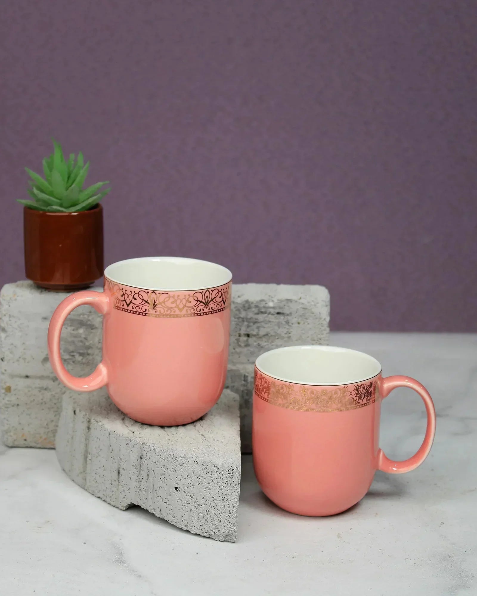 Dazzle Heritage Fine Porcelain Mug Set of 2 – Superior Finish in Trendy Hues - Vola Global