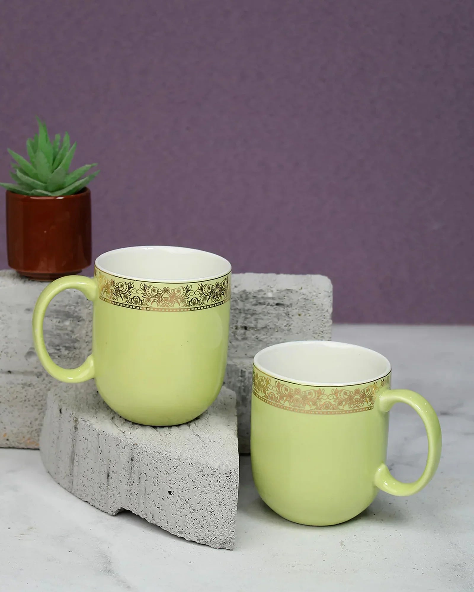 Heritage Sparkle Fine Porcelain Mug Set of 6 – Superior Finish in Trendy Hues - Vola Global