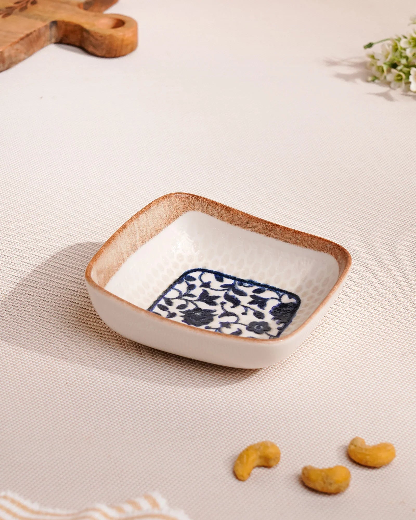 Pixel Square Elevated Fine Porcelain Bowl – 12 cm Snack Bowl with Pixel Design - Vola Global