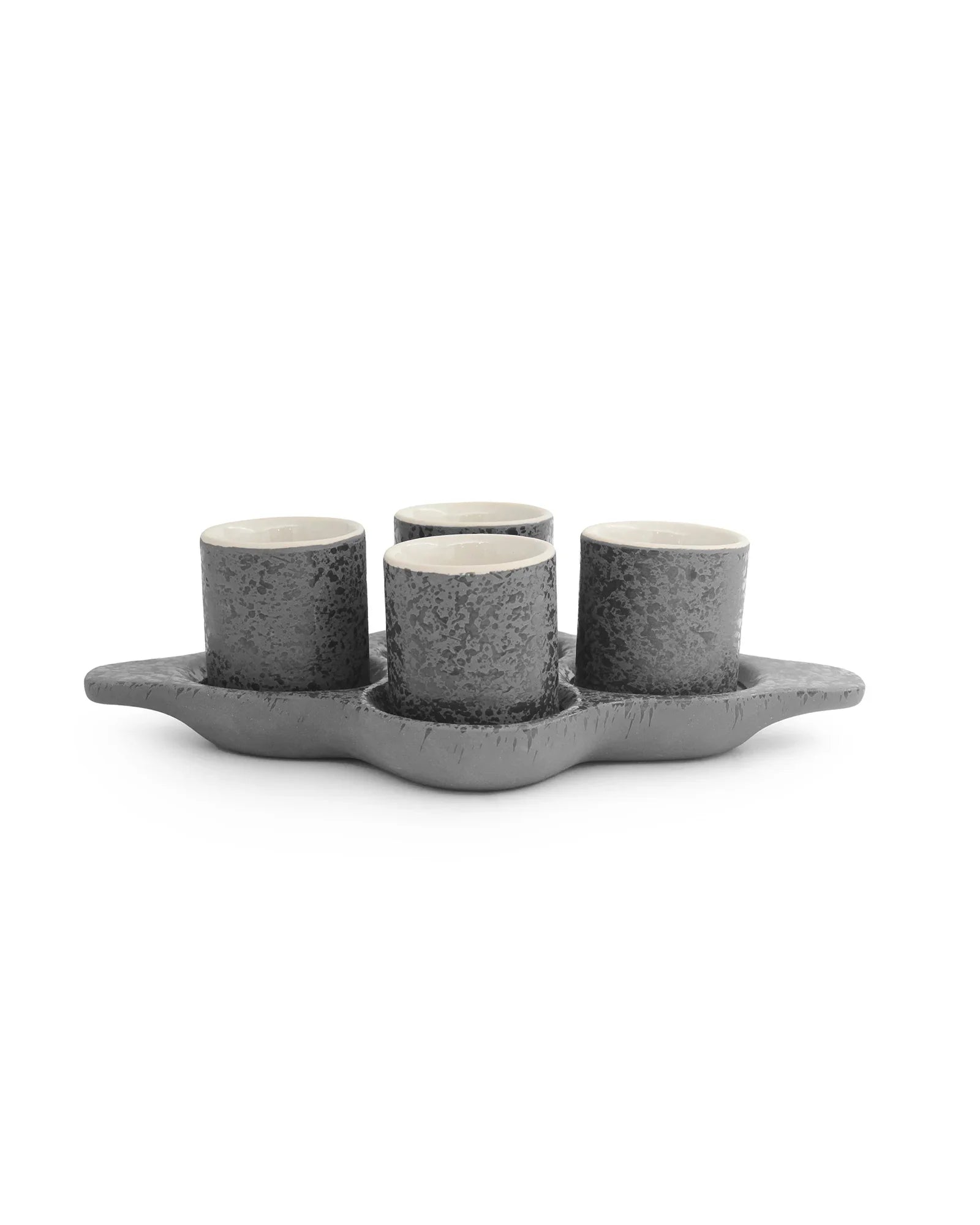 Speckle Pattern Shot Squad Tray – Stoneware Holder Tray with Contemporary Speckled Design - Vola Global