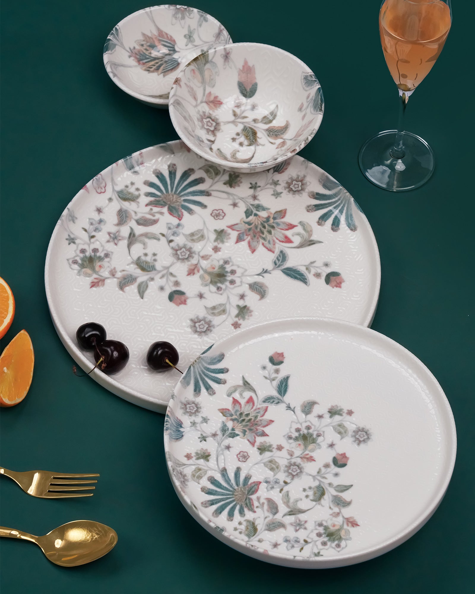 Pixel Jacobean Fine Porcelain Dinnerware Set of 33 – Celestial-Inspired Design - Vola Global