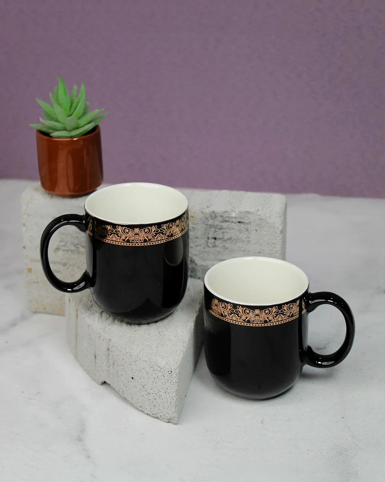 Heritage Sparkle Fine Porcelain Mug Set of 6 – Superior Finish in Trendy Hues - Vola Global