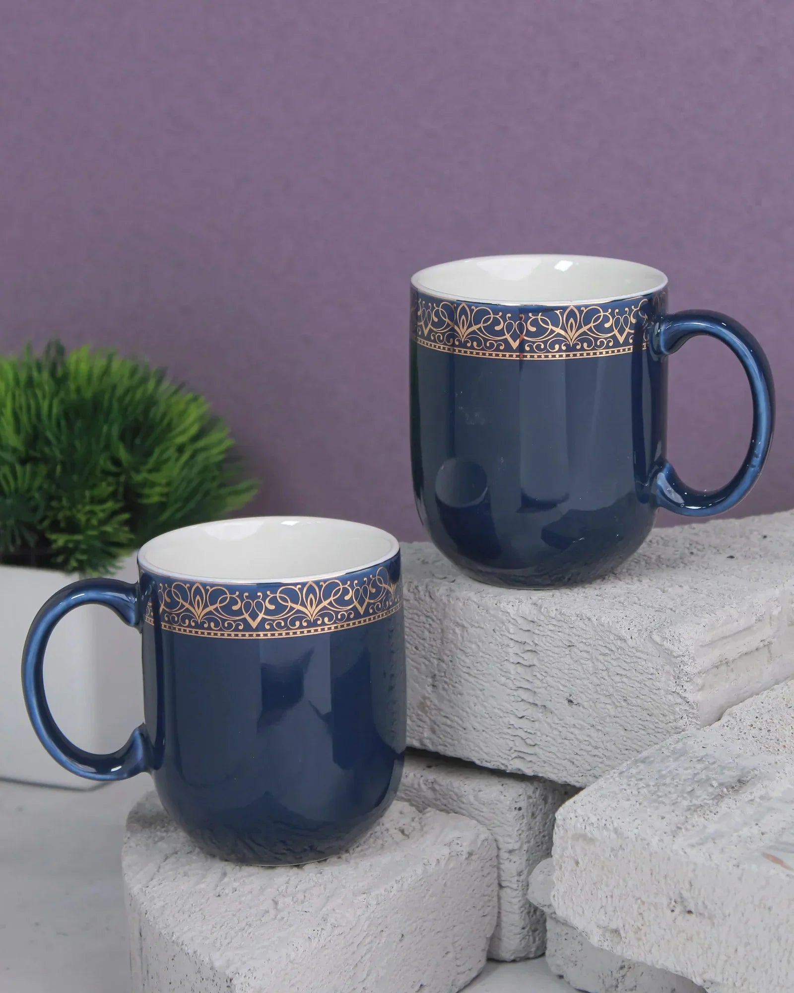 Heritage Sparkle Fine Porcelain Mug Set of 6 – Superior Finish in Trendy Hues - Vola Global