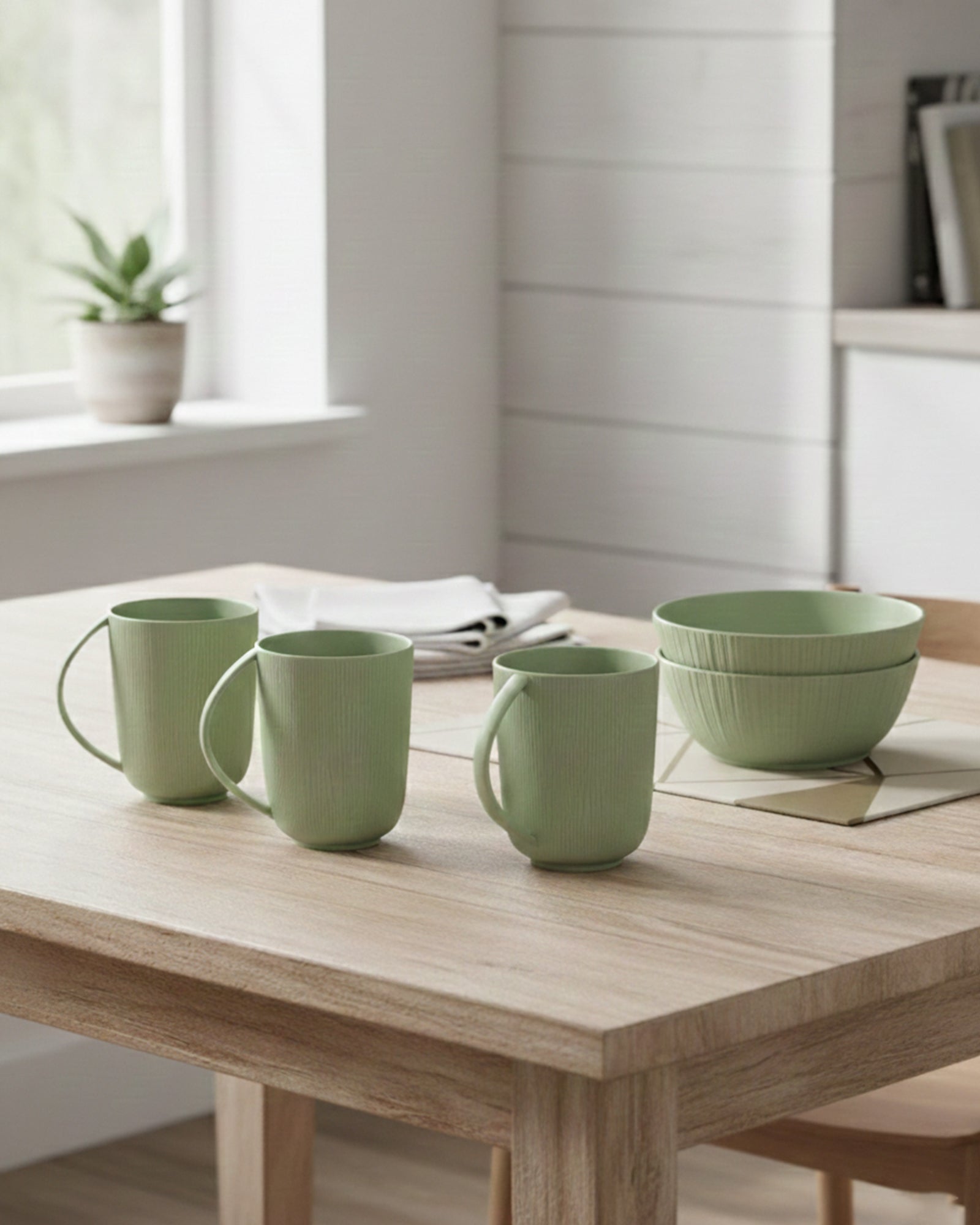 Vogue Porcelain Set | 4 Conical Mugs & 2 Coupe Bowls