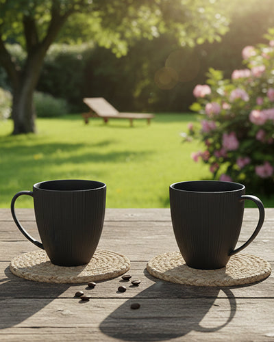 Vogue Diamond Fine Porcelain Mug Set of 2 – Faceted Mugs for Stylish Tea & Coffee