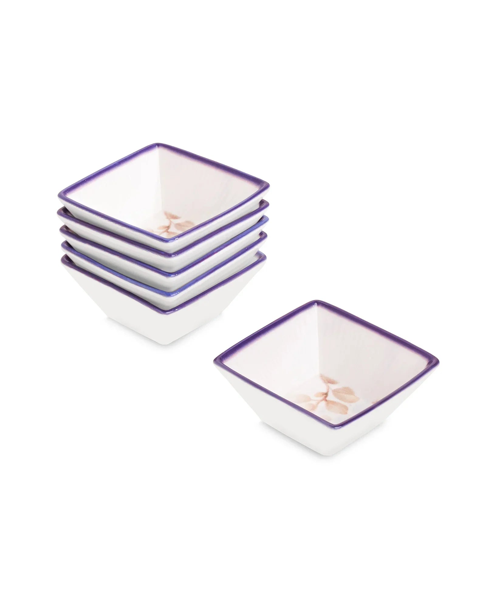 Pixel Edge Bowl Set of 6 – Elegant Fine Porcelain Bowls for Snacks - Vola Global