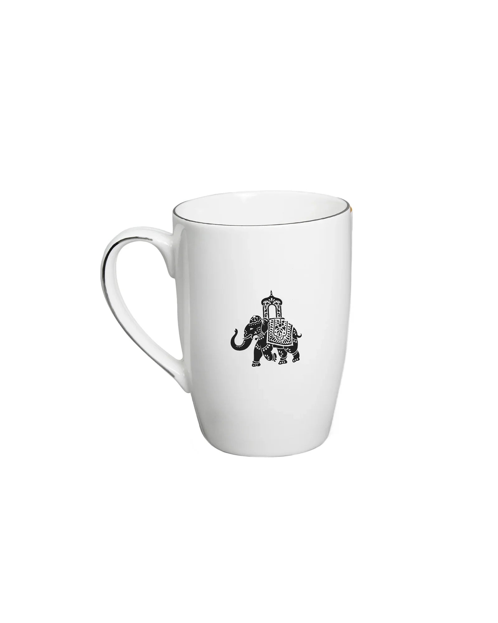 Gaj Mugs Set of 2 – 230 ml Fine Porcelain Coffee Mugs with Elephant Design - Vola Global