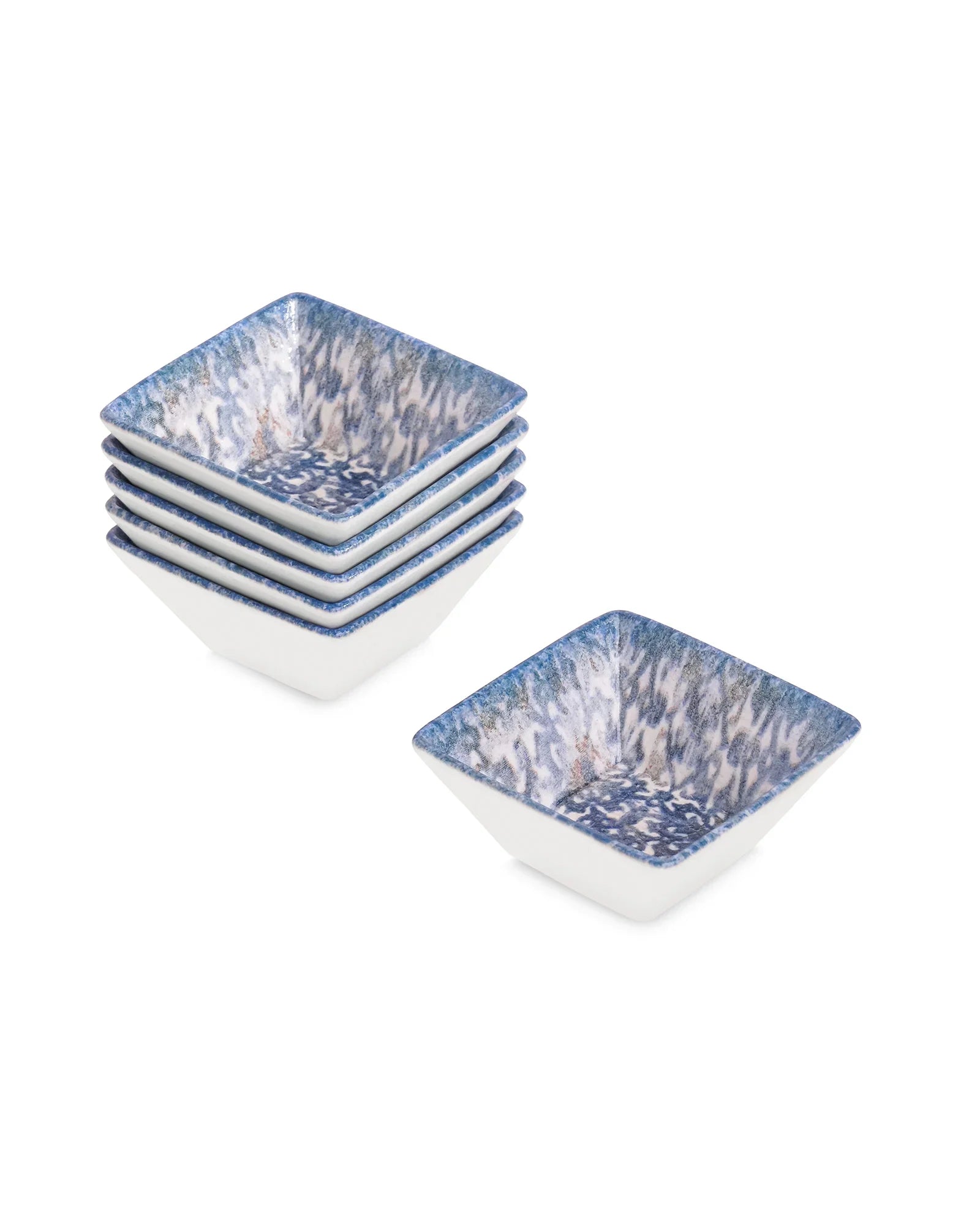 Pixel Edge Bowl Set of 6 – Elegant Fine Porcelain Bowls for Snacks - Vola Global