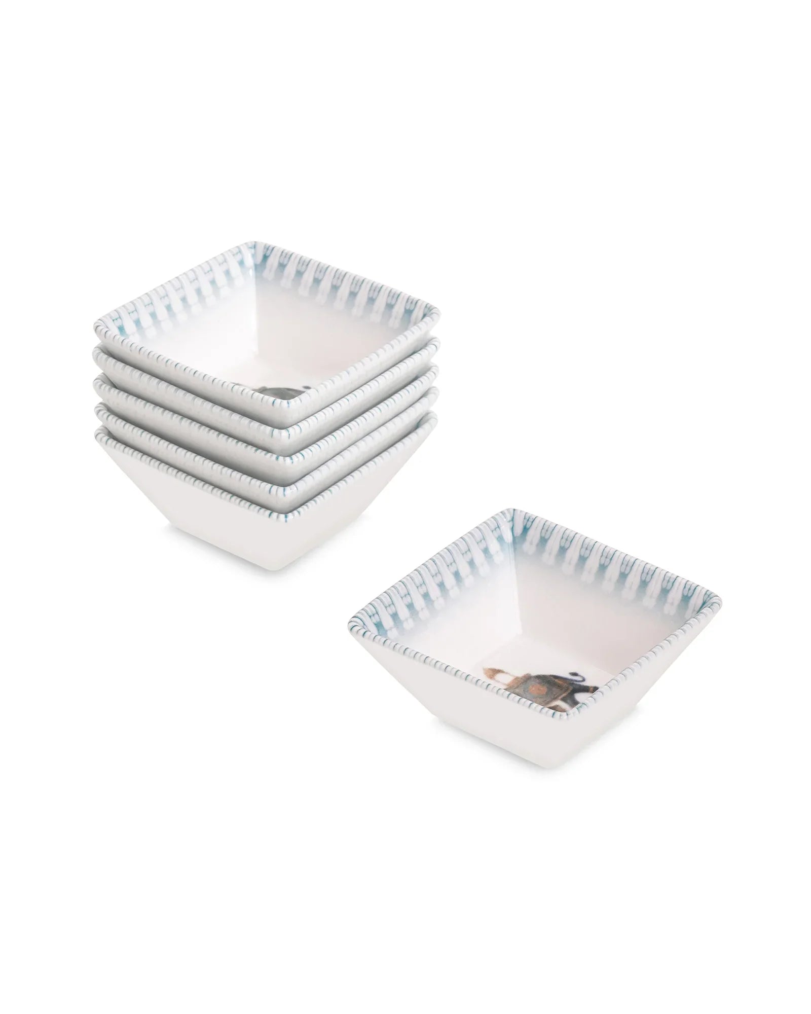 Pixel Edge Bowl Set of 6 – Elegant Fine Porcelain Bowls for Snacks - Vola Global